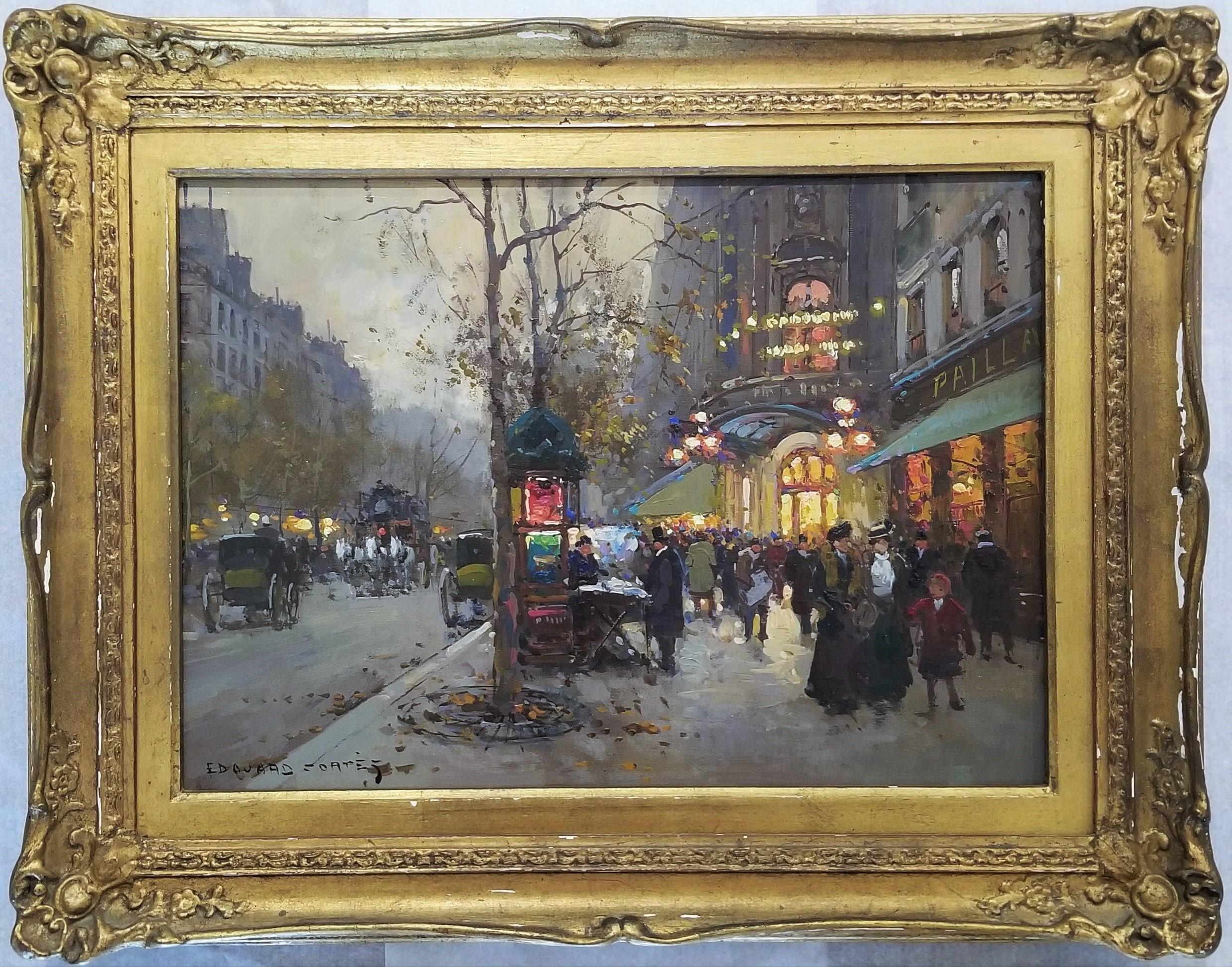 Le Théâtre du Vaudeville (en París, Francia) /// Calle del Postimpresionismo francés - Painting de Édouard Leon Cortès