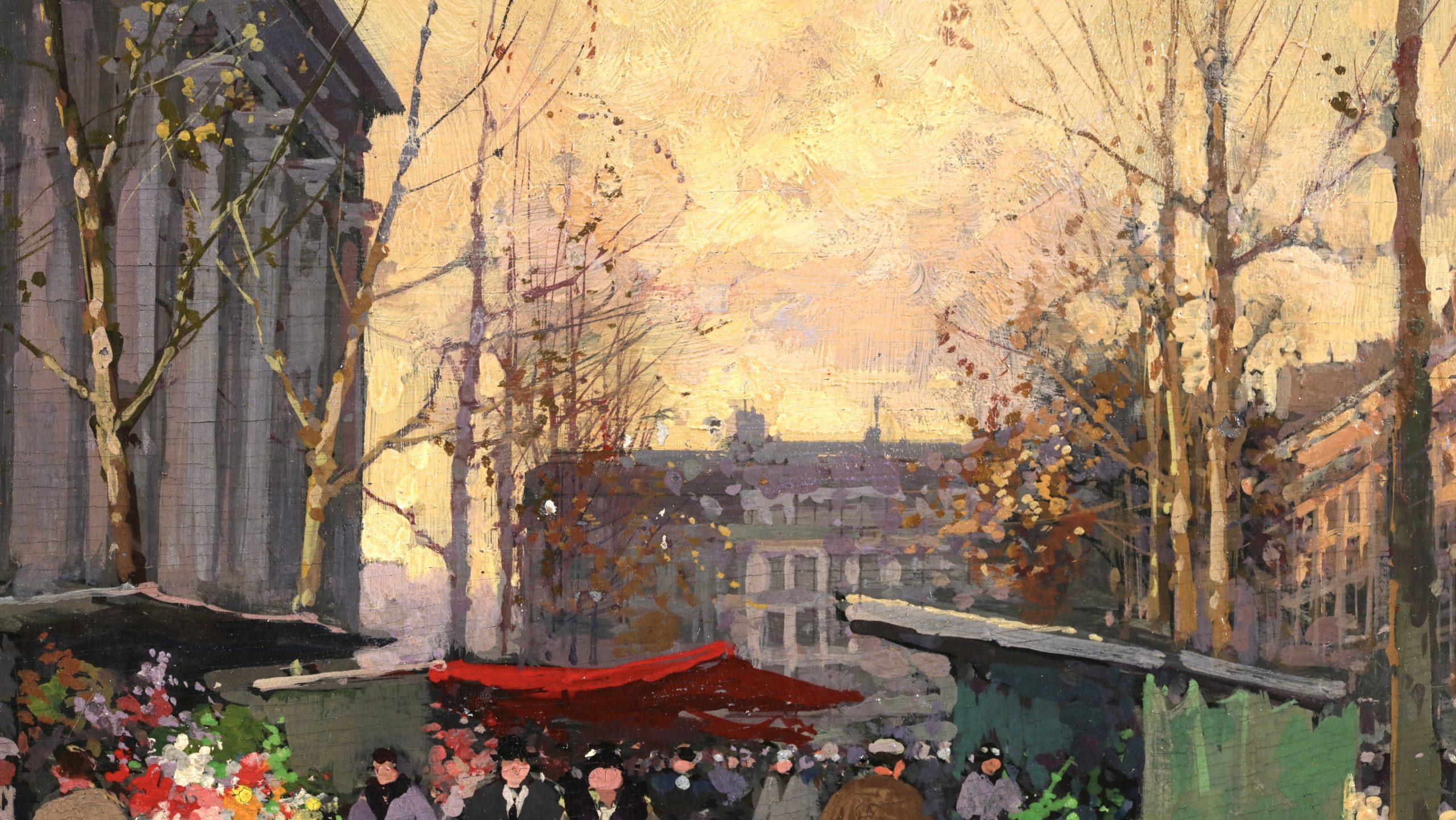 Marche Aux Fleurs - Figure impressioniste in un paesaggio ad olio di Edouard Cortes in vendita 4