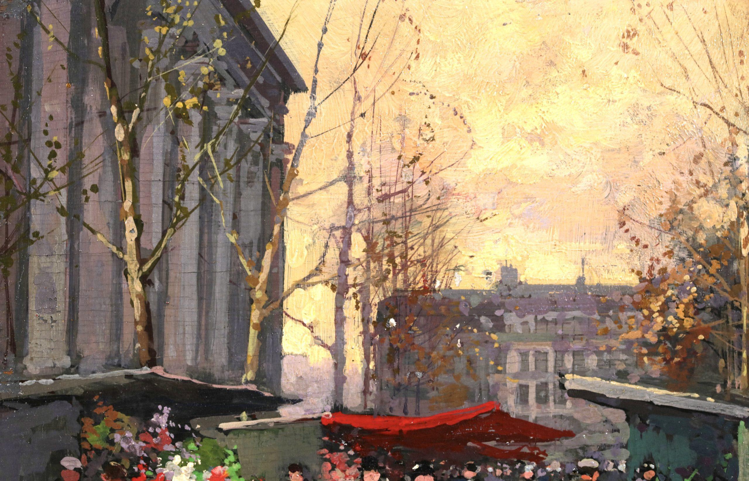 Marche Aux Fleurs - Figure impressioniste in un paesaggio ad olio di Edouard Cortes in vendita 5