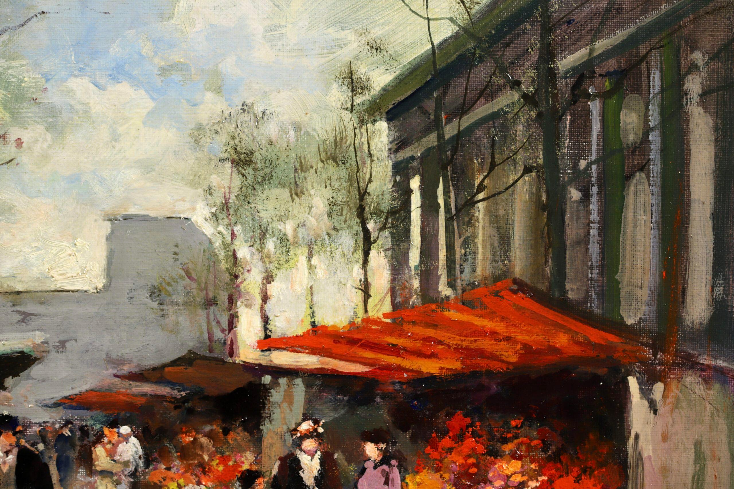 Marche aux Fleurs - Impressionist Landscape Oil Painting by Edouard Cortes For Sale 1