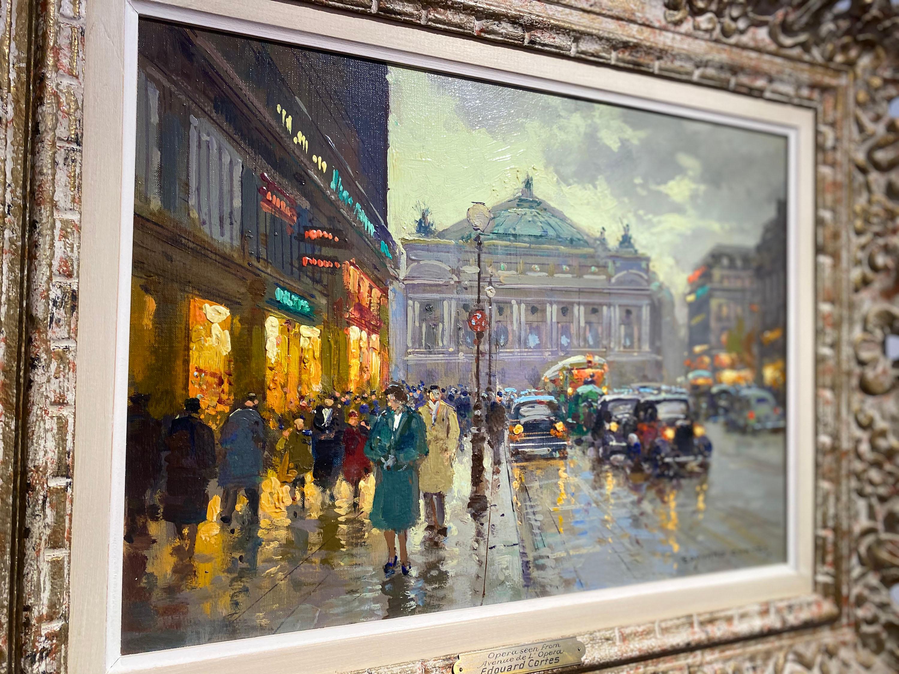 Avenue Opera, Front Lights - Impressionist Painting by Édouard Leon Cortès