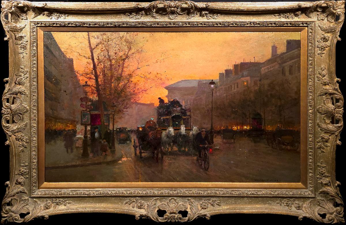 Édouard Leon Cortès Landscape Painting – Place de la Madeleine am Abend