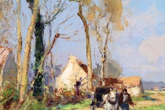 Pommiers en Fleurs Gouvernes - Impressionist Landscape Oil by Edouard Cortes