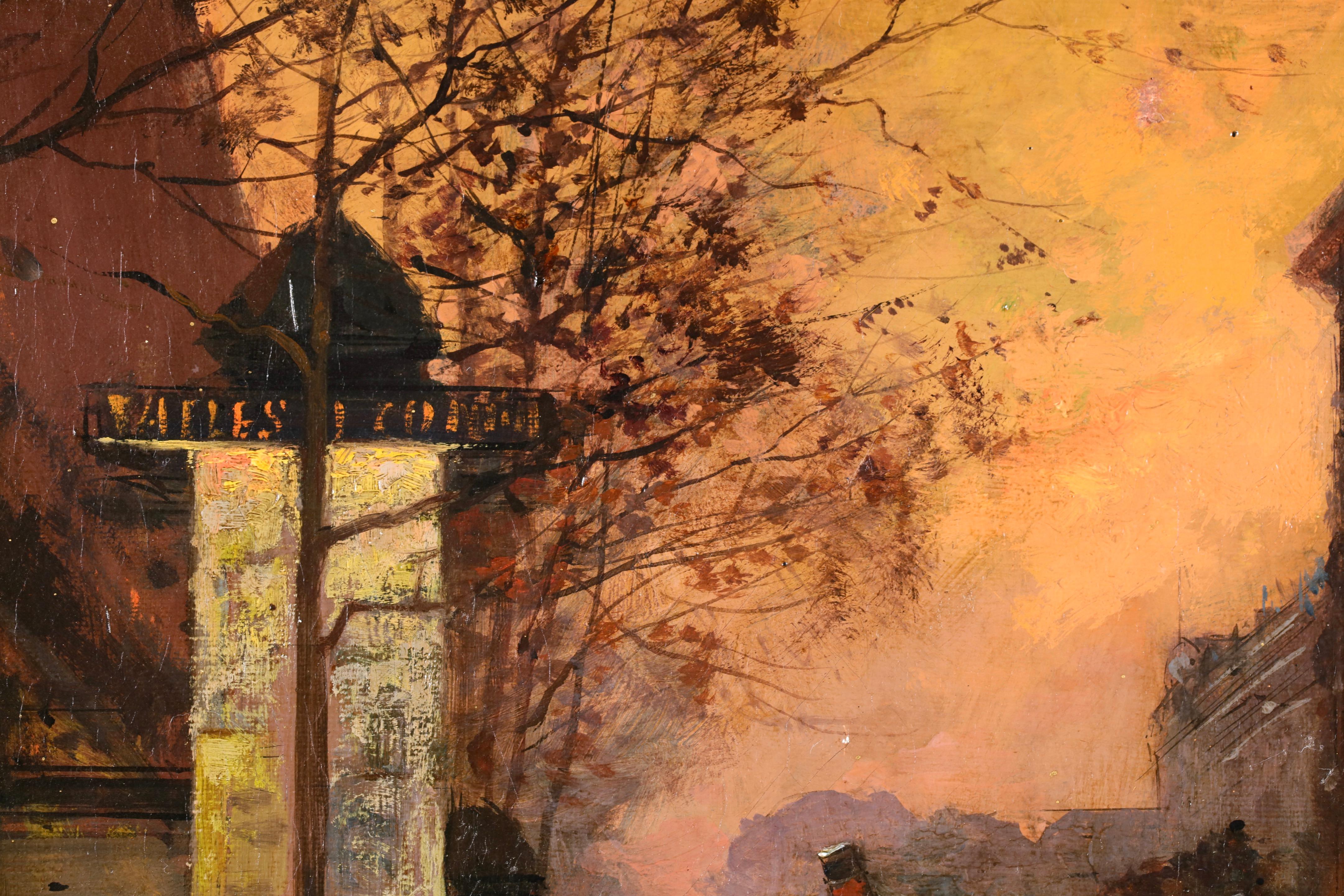 Port Saint-Denis - Le Soir - Impressionistische Stadtlandschaft, Öl von Edouard Cortes im Angebot 6