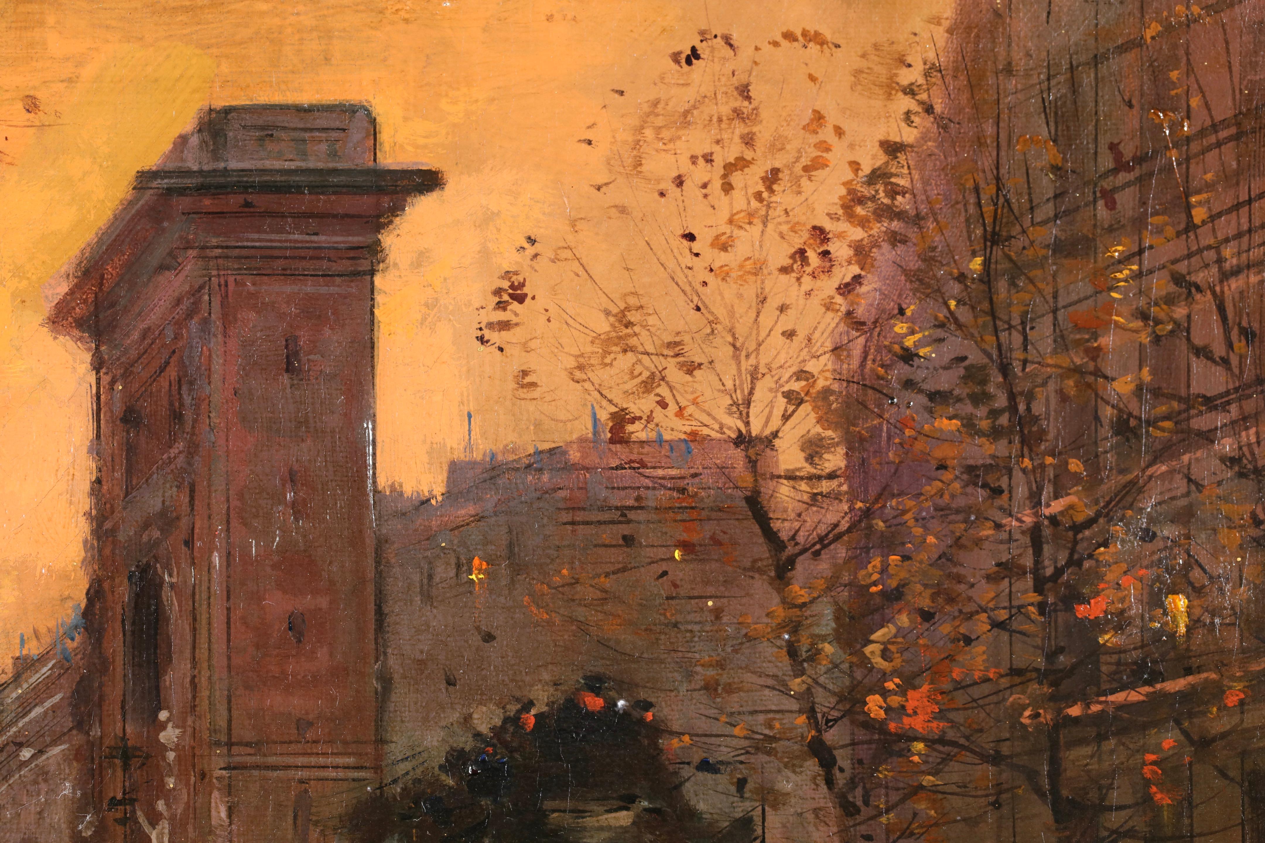 Port Saint-Denis - Le Soir - Impressionistische Stadtlandschaft, Öl von Edouard Cortes im Angebot 1