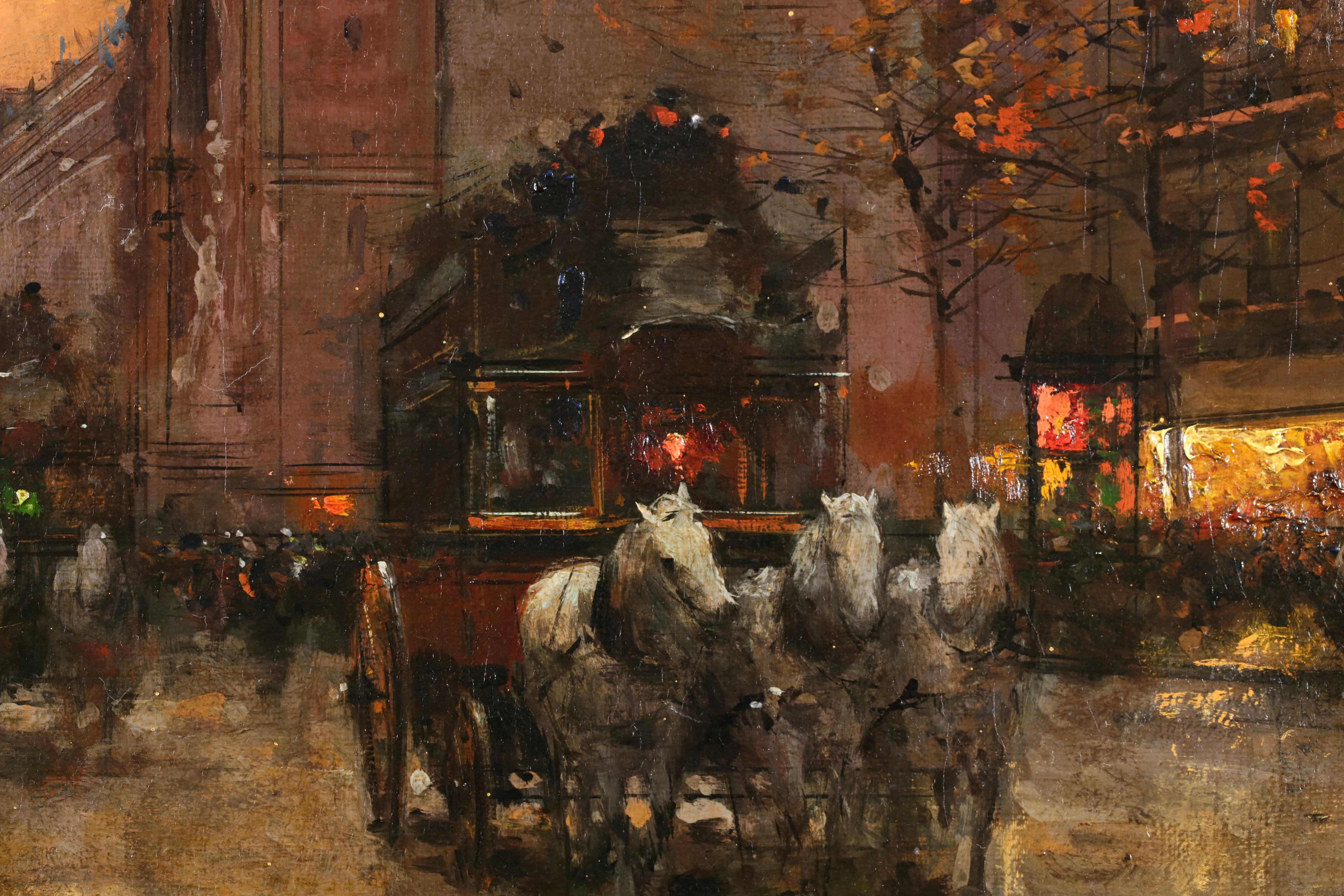 Port Saint-Denis - Le Soir - Impressionistische Stadtlandschaft, Öl von Edouard Cortes im Angebot 2