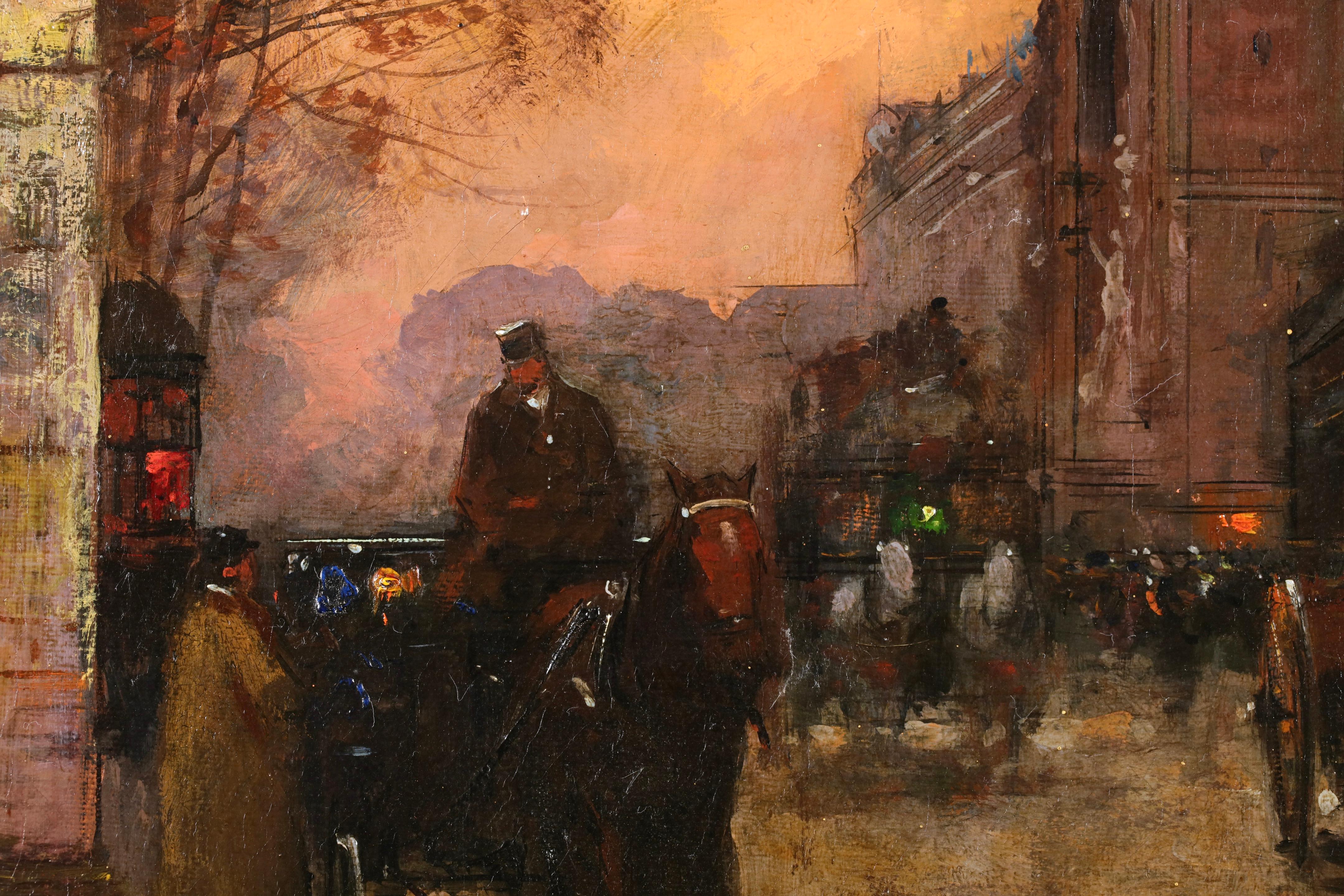 Port Saint-Denis - Le Soir - Impressionistische Stadtlandschaft, Öl von Edouard Cortes im Angebot 3