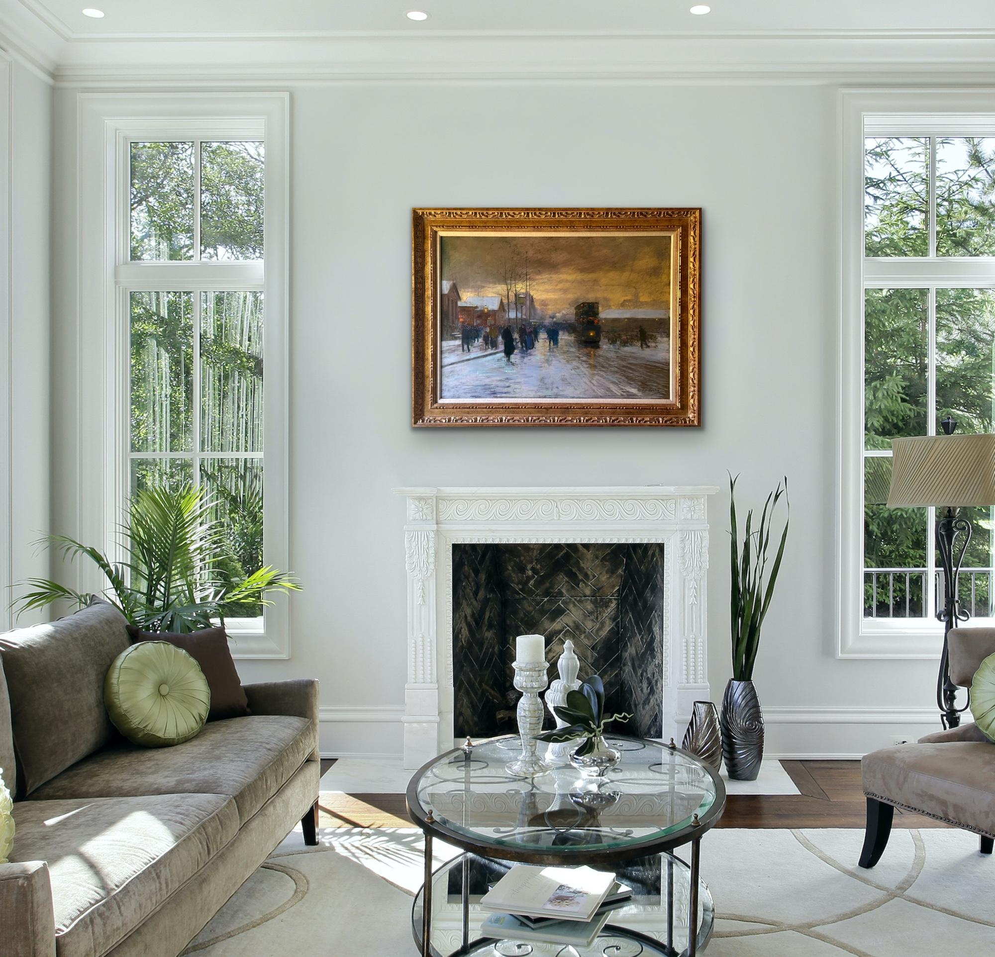 Porte d'Allemagne en la neige, a la Nuit, 1908-09 EDOUARD CORTES Metz, France - Painting by Édouard Leon Cortès