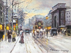 Vintage "Porte St. Martin in Winter" Parisian Street Scene