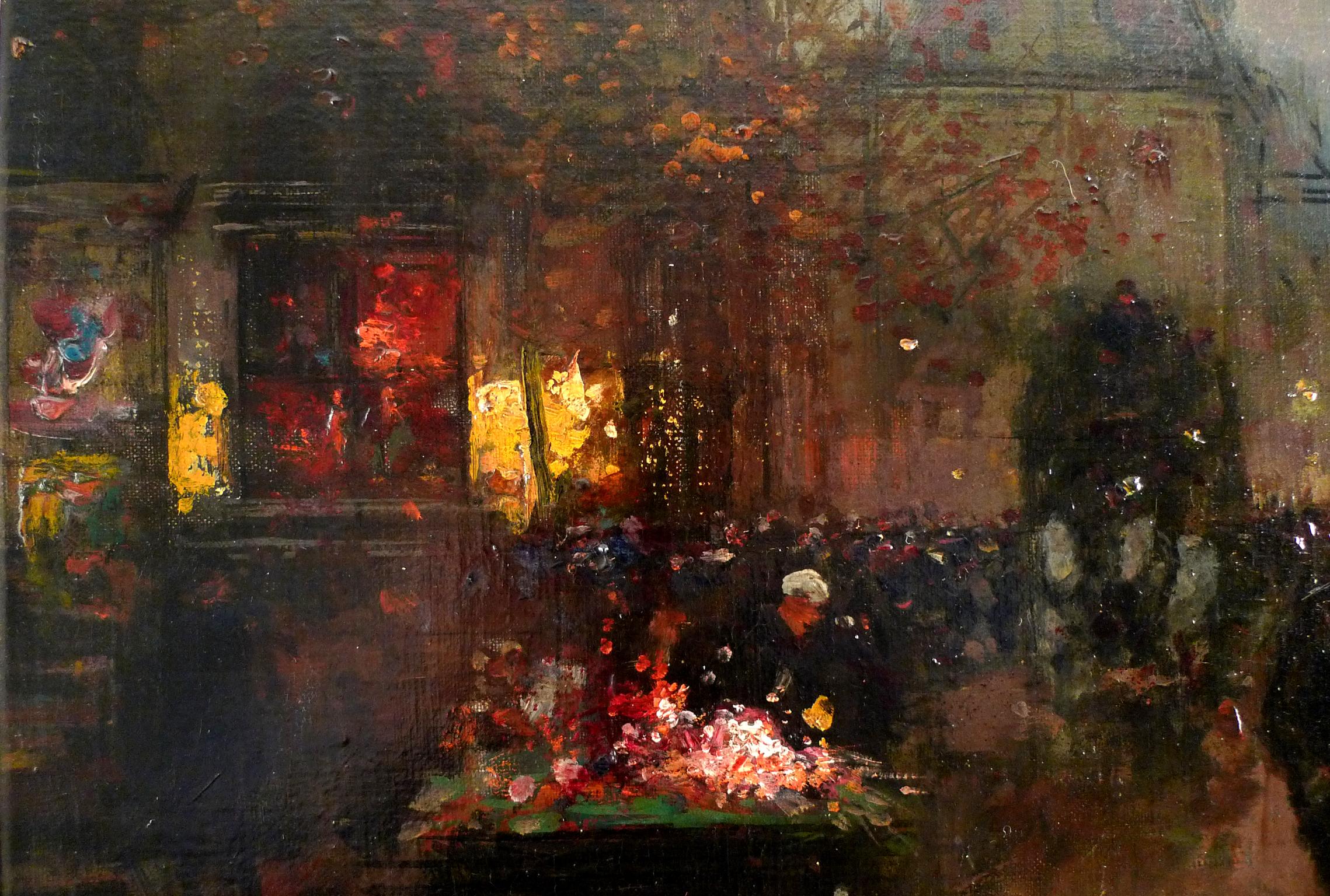 Place de la République, Huile sur toile du 20e siècle par Edouard Léon Cortès - Marron Figurative Painting par Édouard Leon Cortès