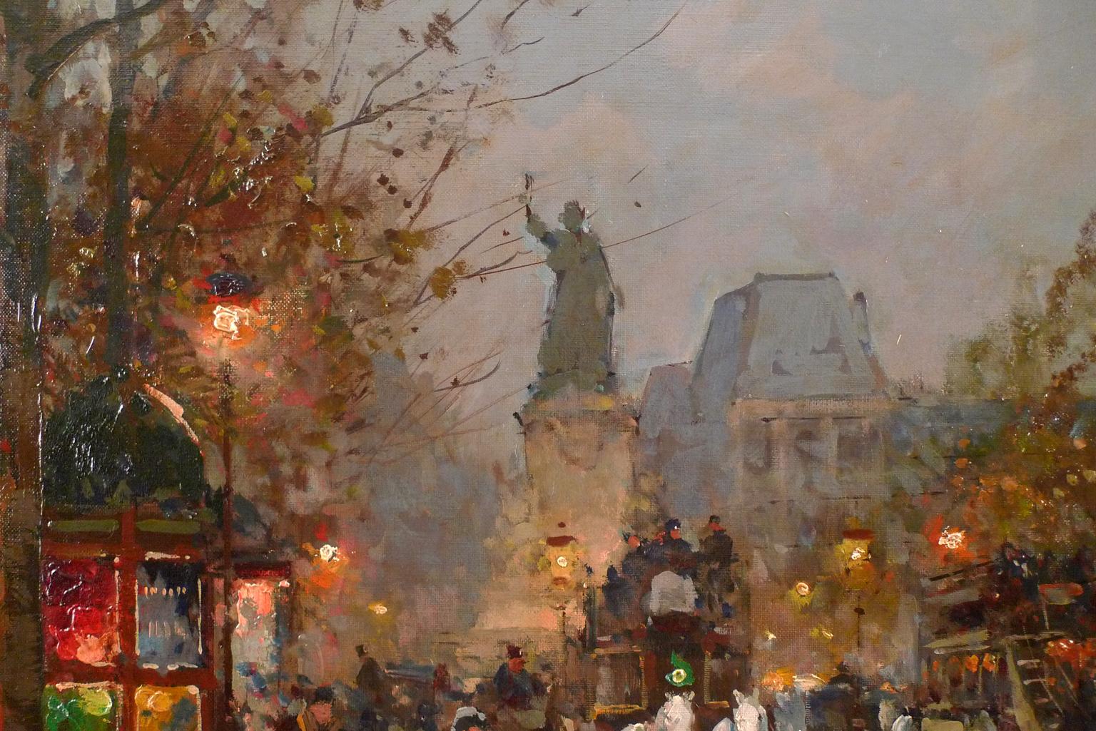 Place de la République, 20th Century Oil on Canvas by Edouard Léon Cortès For Sale 1