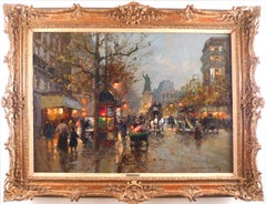 Place de la République, 20th Century Oil on Canvas by Edouard Léon Cortès