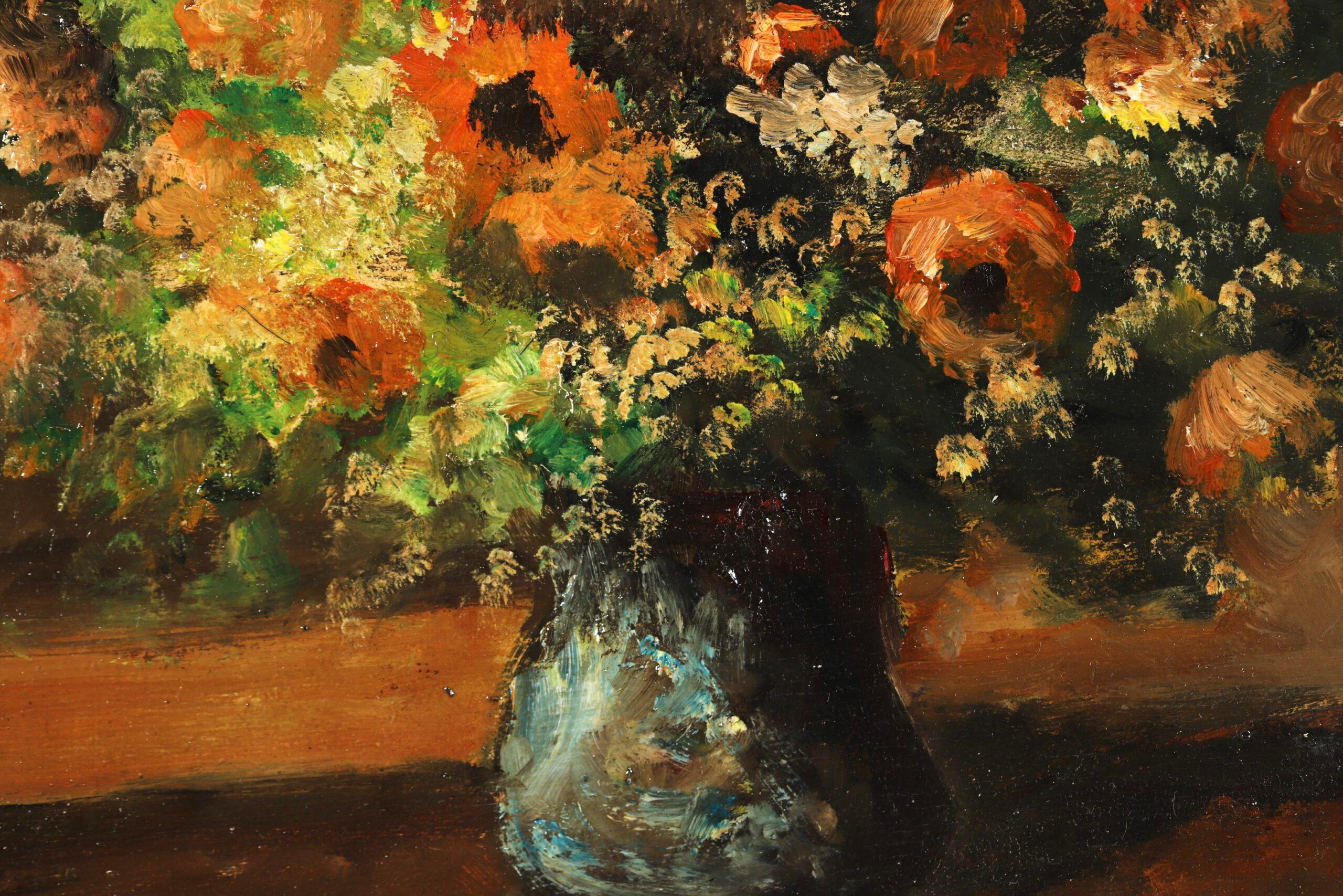 Vase de Fleurs - Impressionist Still Life Flowers Oil Painting by Edouard Cortes For Sale 8