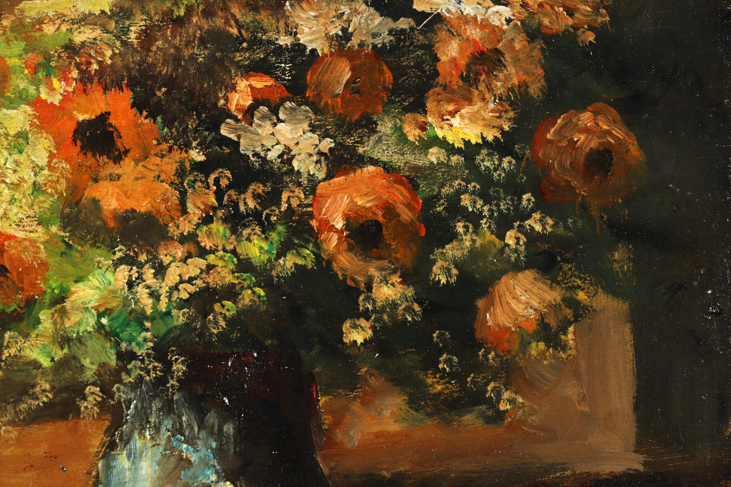 Vase de Fleurs - Impressionist Still Life Flowers Oil Painting by Edouard Cortes For Sale 9