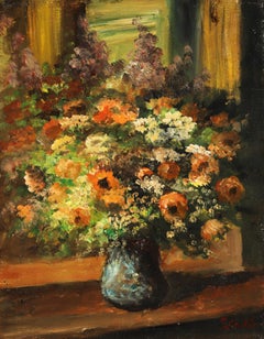 Vase de Fleurs - Impressionist Still Life Flowers Oil Painting by Edouard Cortes