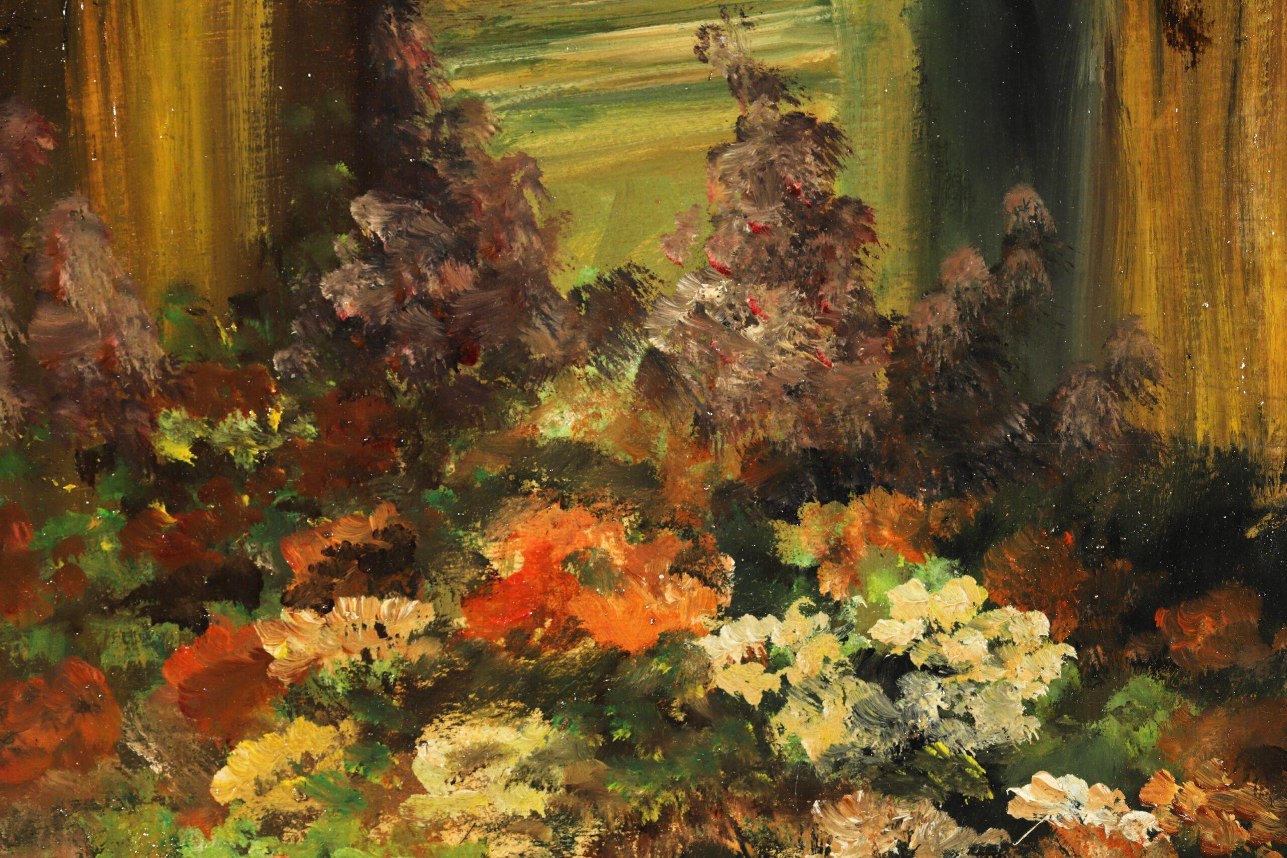 Vase de Fleurs - Impressionist Still Life Flowers Oil Painting by Edouard Cortes For Sale 1