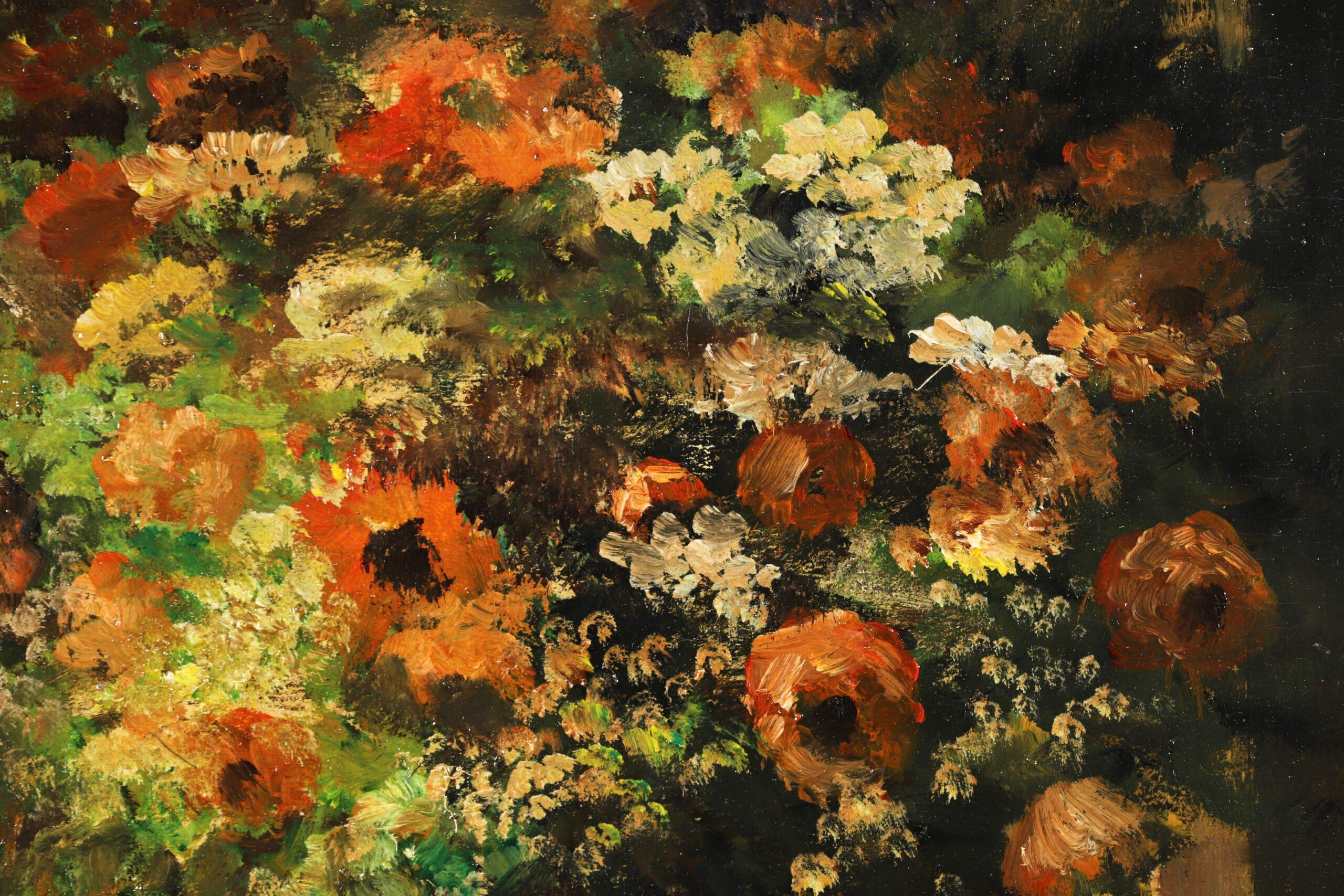 Vase de Fleurs - Nature morte impressionniste aux fleurs, peinture à l'huile d'Edouard Cortes en vente 1