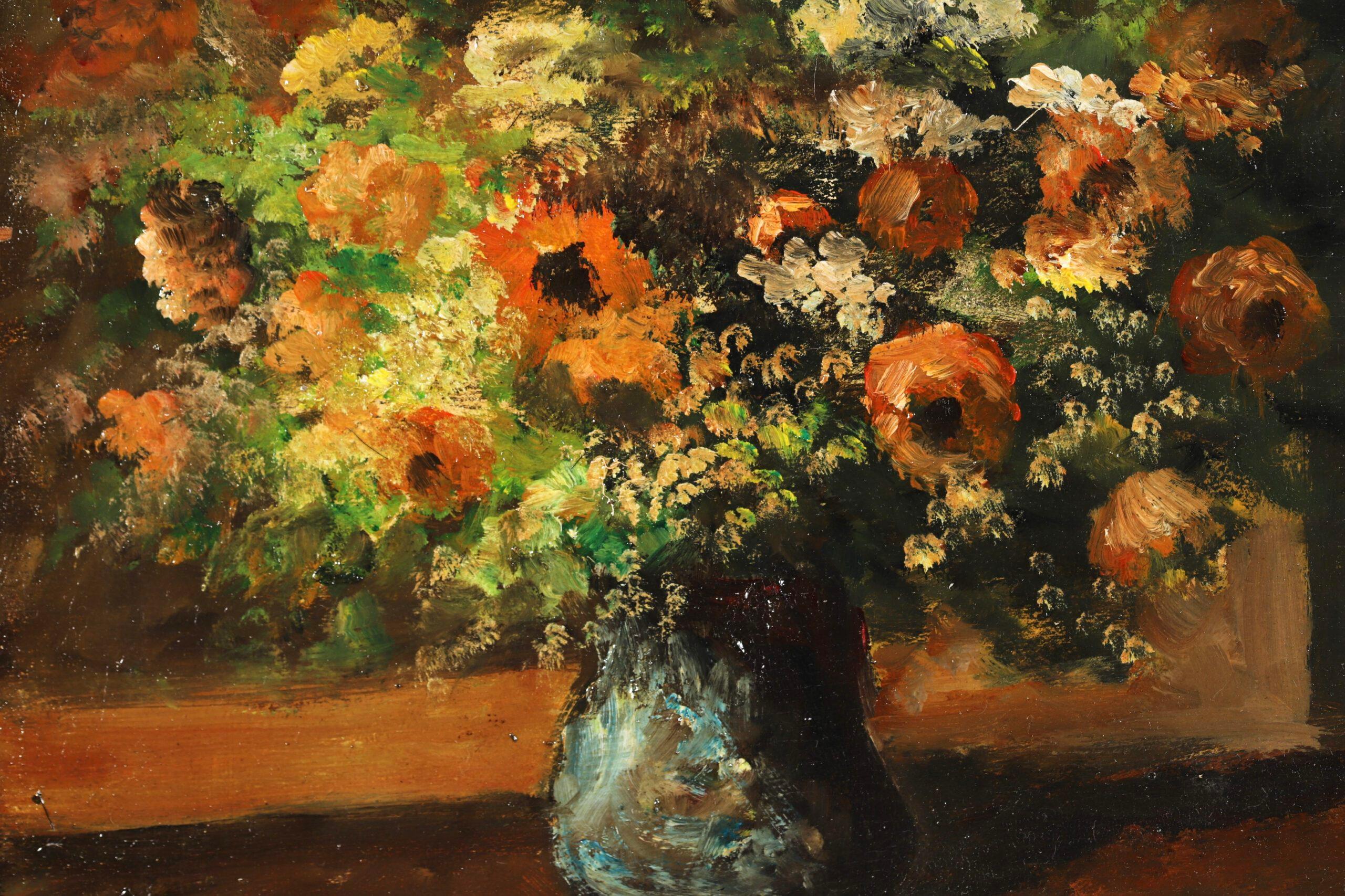 Vase de Fleurs - Impressionist Still Life Flowers Oil Painting by Edouard Cortes For Sale 5