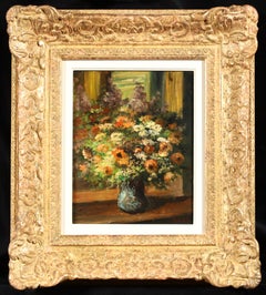 Antique Vase de Fleurs - Impressionist Still Life Flowers Oil Painting by Edouard Cortes