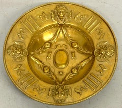 Édouard Lièvre, Brass Renaissance Revival Lion Medallion Salver , C. 1870