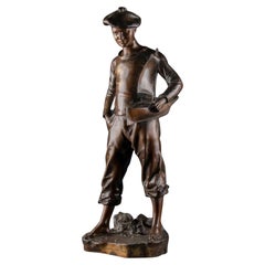 Edouard Lormier (1847-1919) : "Jeune Marin", Sculpture en bronze patiné