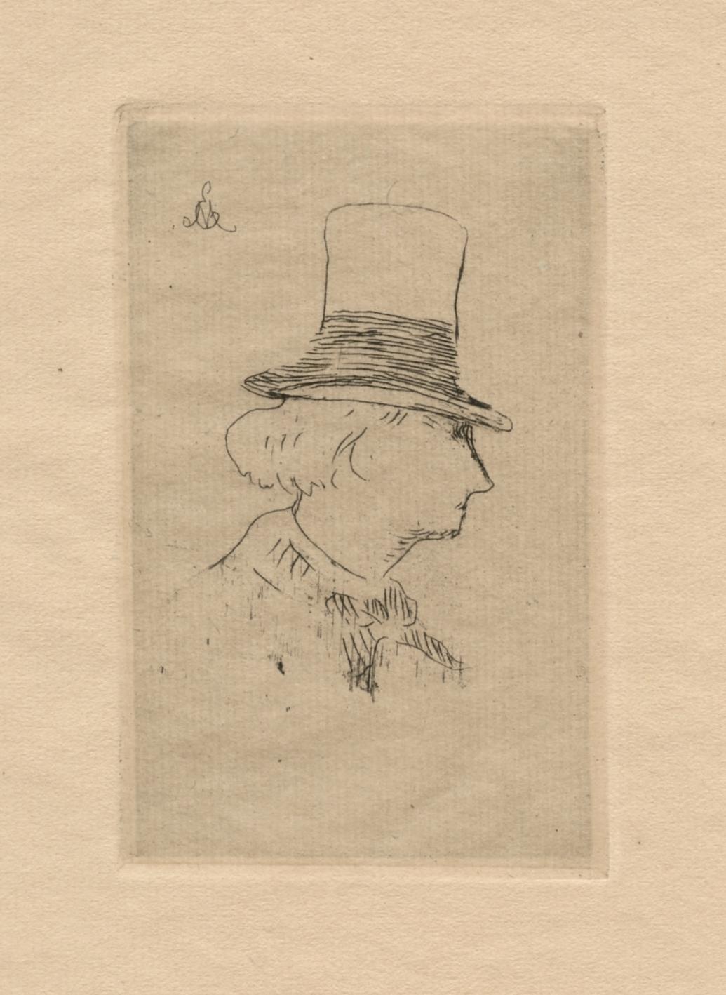 "Baudelaire de profil en chapeau" original etching - Print by Edouard Manet