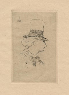 "Baudelaire de perfil en chapeau" grabado original