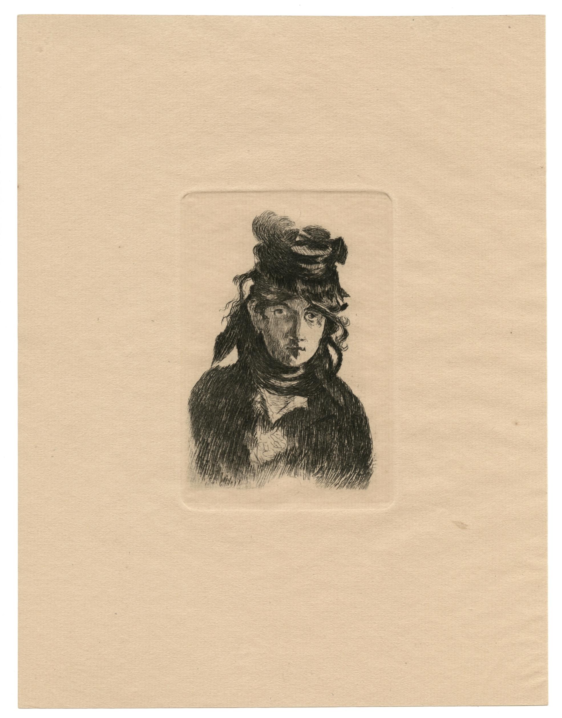 Medium: Original-Radierung und Kaltnadel. Katalognummer: Harris 75. Diese Radierung wurde von Manet 1872 ausgeführt, aber nur wenige Exemplare wurden gedruckt, bevor die Kupferplatte vernichtet wurde. Dieser Abdruck auf Büttenpapier wurde 1923 von