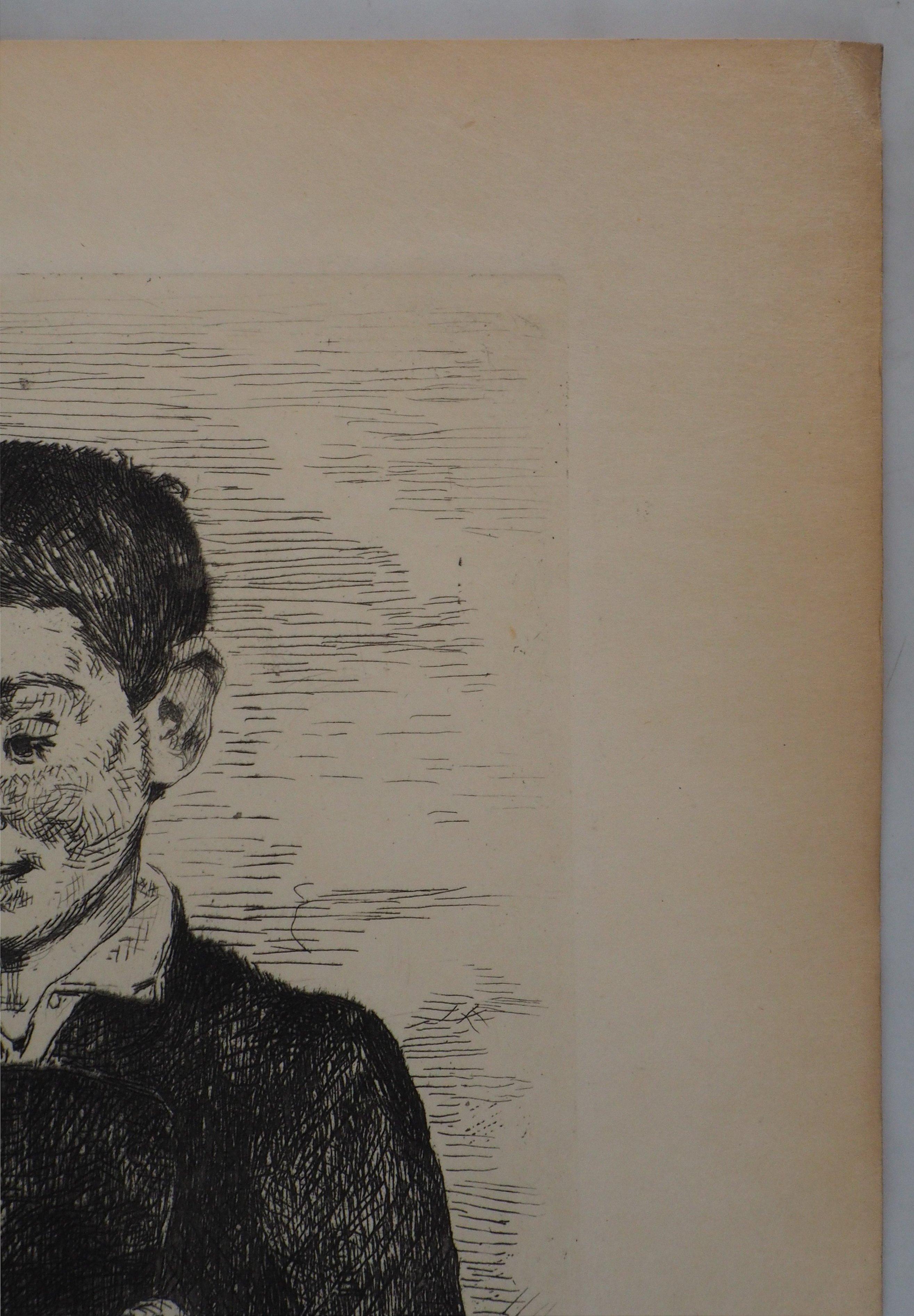 Boy with a Dog - Original Etching (Guerin #27 and Harris #31) - Impressionist Print by Edouard Manet