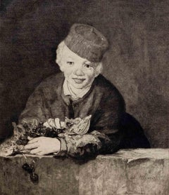Boy with Cherries - Etching by H. Berengier - after E. Manet- Early 20th Century