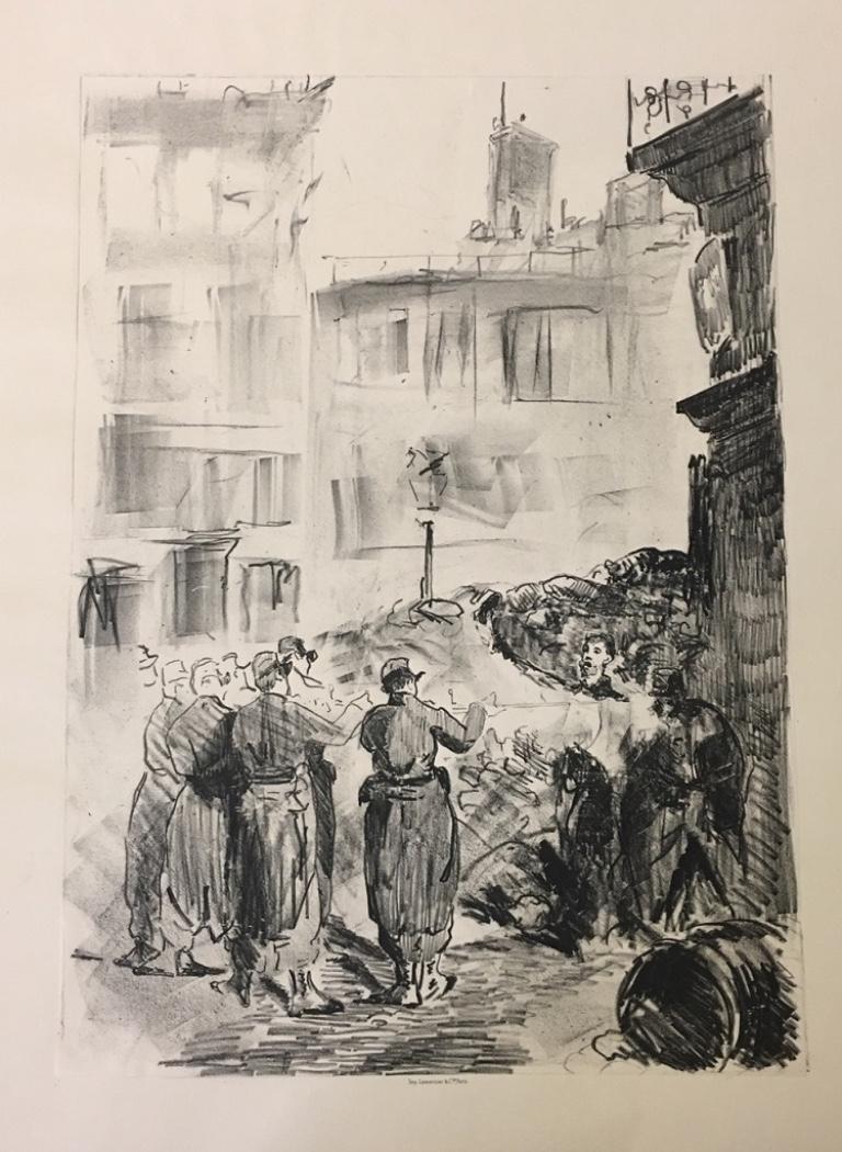 La Barricade -  Lithograph by Edouard Manet - 1871