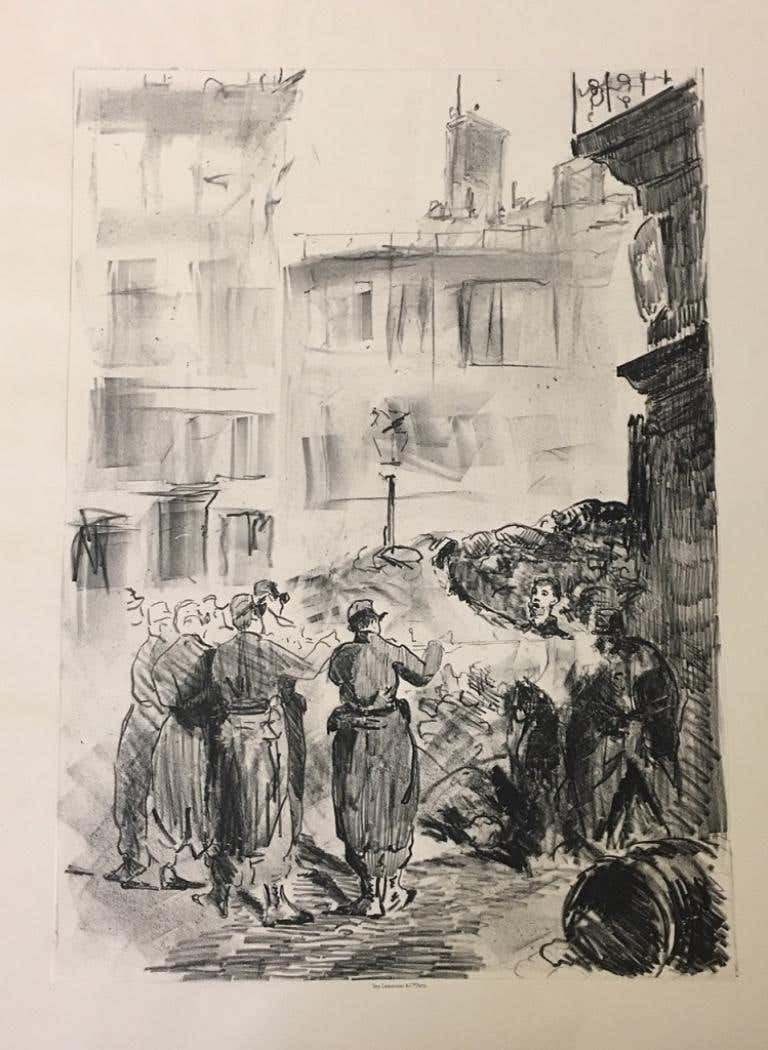 La Barricade - Lithograph by Edouard Manet - 1871