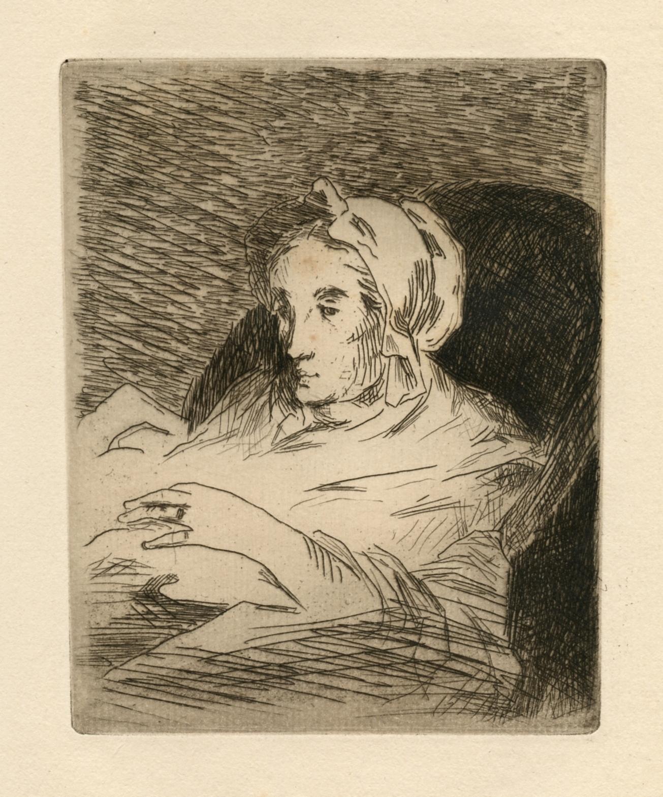"La Convalescente" original etching - Print by Edouard Manet