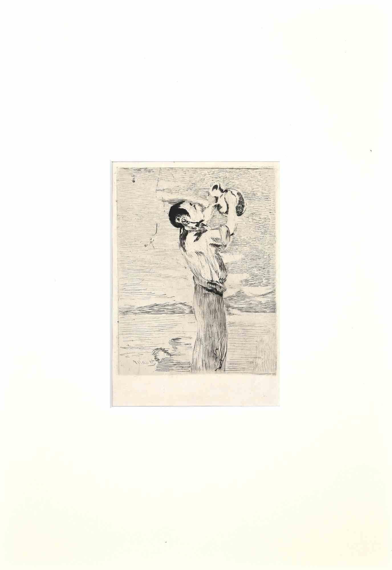 Le Buveur d'Eau (Der Wasserträucher) – Radierung von Edouard Manet – 1870er Jahre im Angebot 1