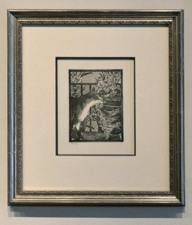 Édouard Manet - Le Chat et Les Fleurs, Impressionism, framed etching in ...