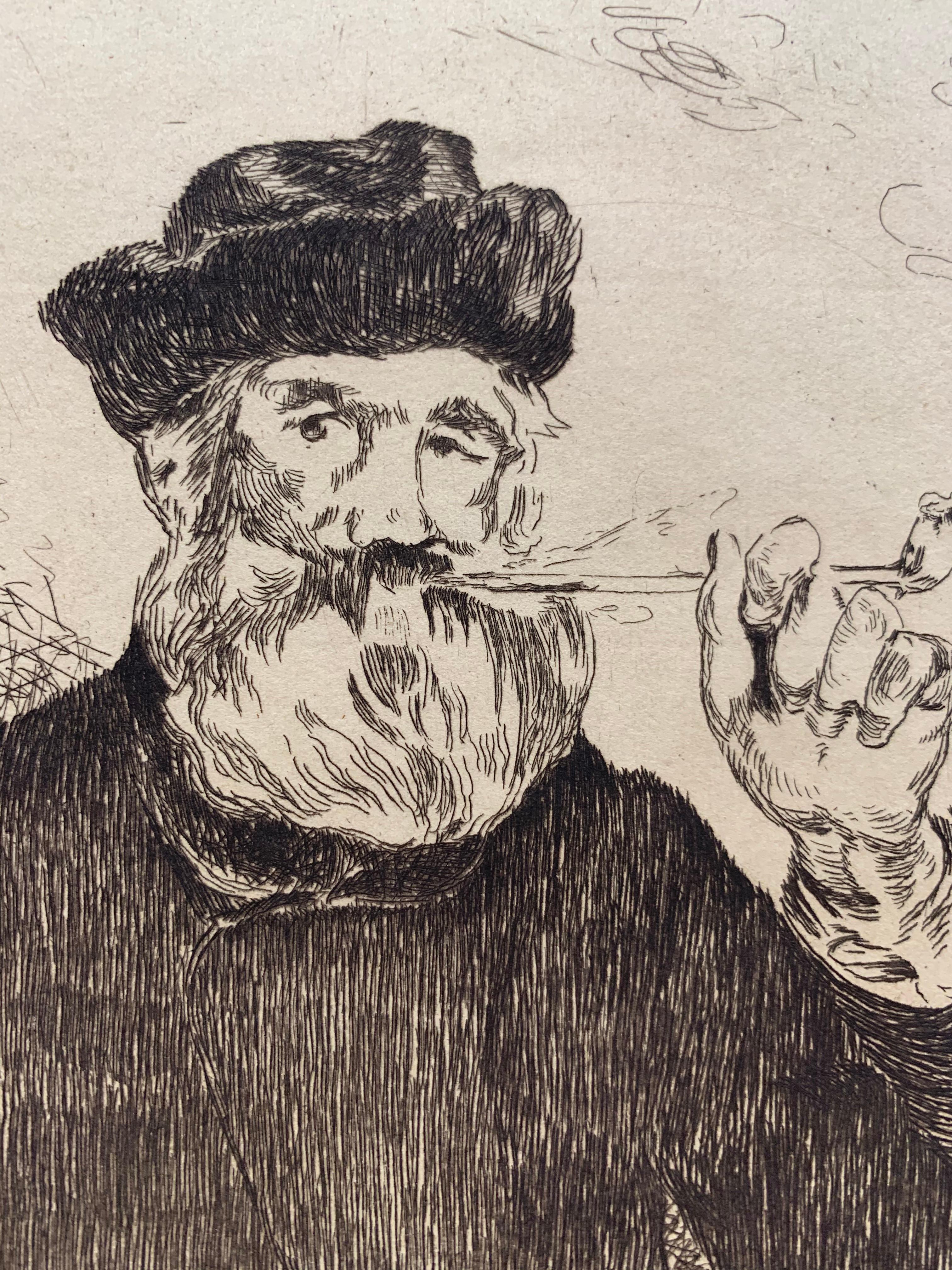 Le Fumeur (The Smoker, French Impressionist male portrait) - Print by Edouard Manet