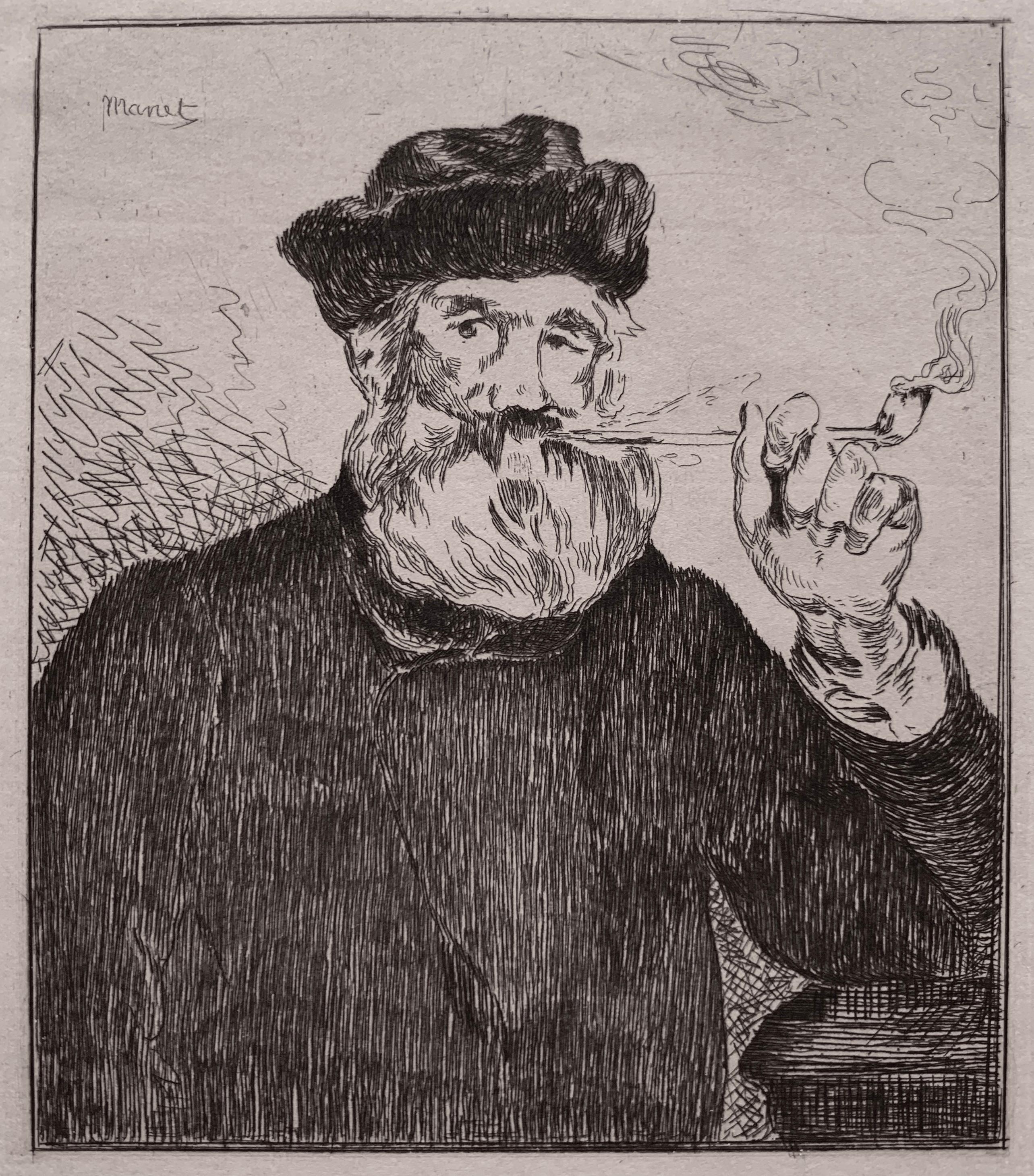 Edouard Manet Portrait Print - Le Fumeur (The Smoker, French Impressionist male portrait)