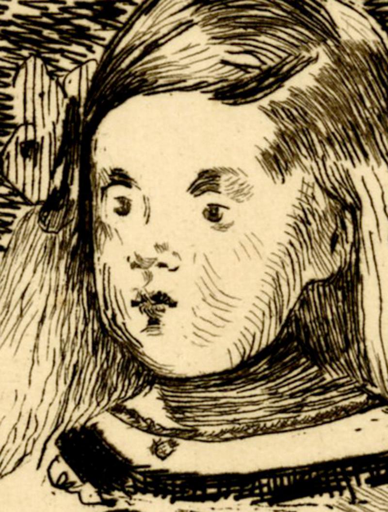 L'Infante Marguerite (D'après Velasquez) - Beige Portrait Print par Edouard Manet
