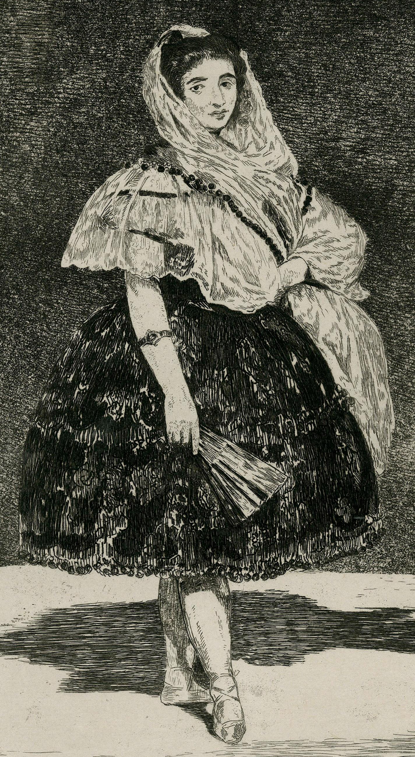 Lola De Valence
Etching, 1862
Signed in the plate lower left: “Ed Manet”
Printed on chine collee paper, without watermark
From the first edition, published by Cadart and Luquet, Paris, before the removal of  the inscription     “ Ed. Manet