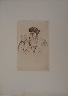 Man Smoking a Pipe - Original Etching, ref. Harris #55