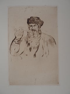 Man Smoking a Pipe - Original Etching, ref. Harris #55