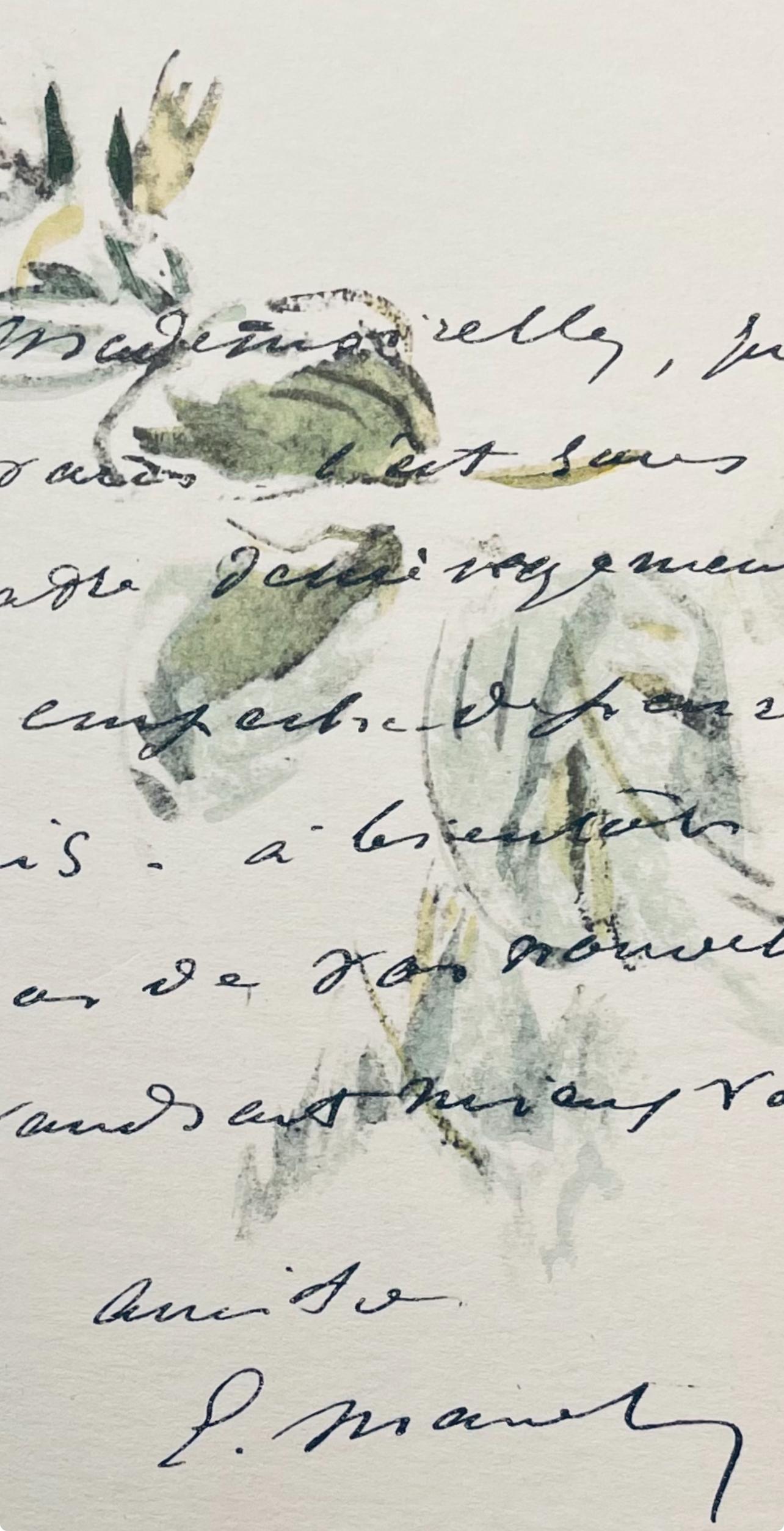 Manet, Composition, Édouard Manet, Letters with Aquarelles (after) - Impressionist Print by Edouard Manet
