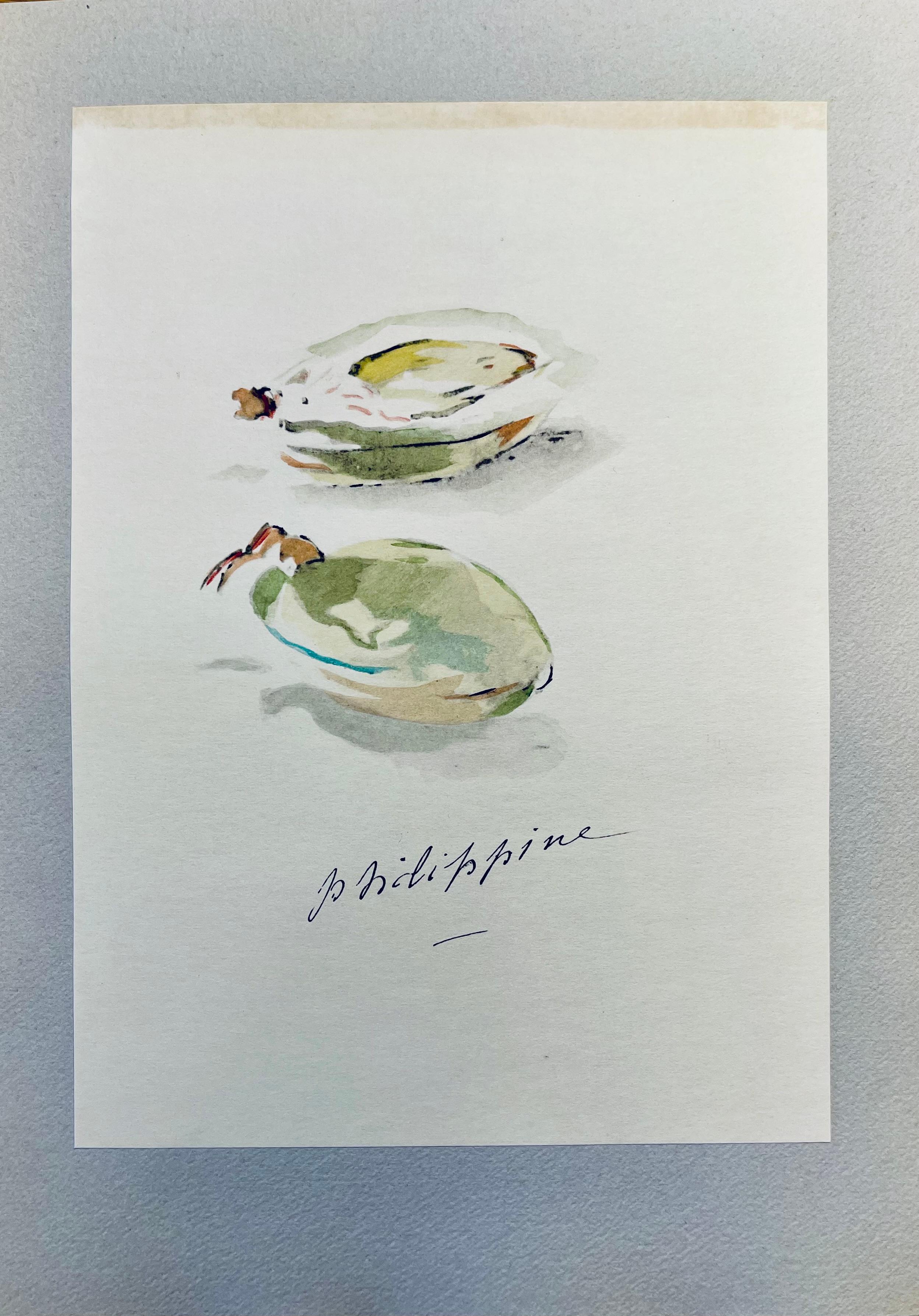 Manet, Composition, Édouard Manet, Letters with Aquarelles (after) - Gray Figurative Print by Edouard Manet