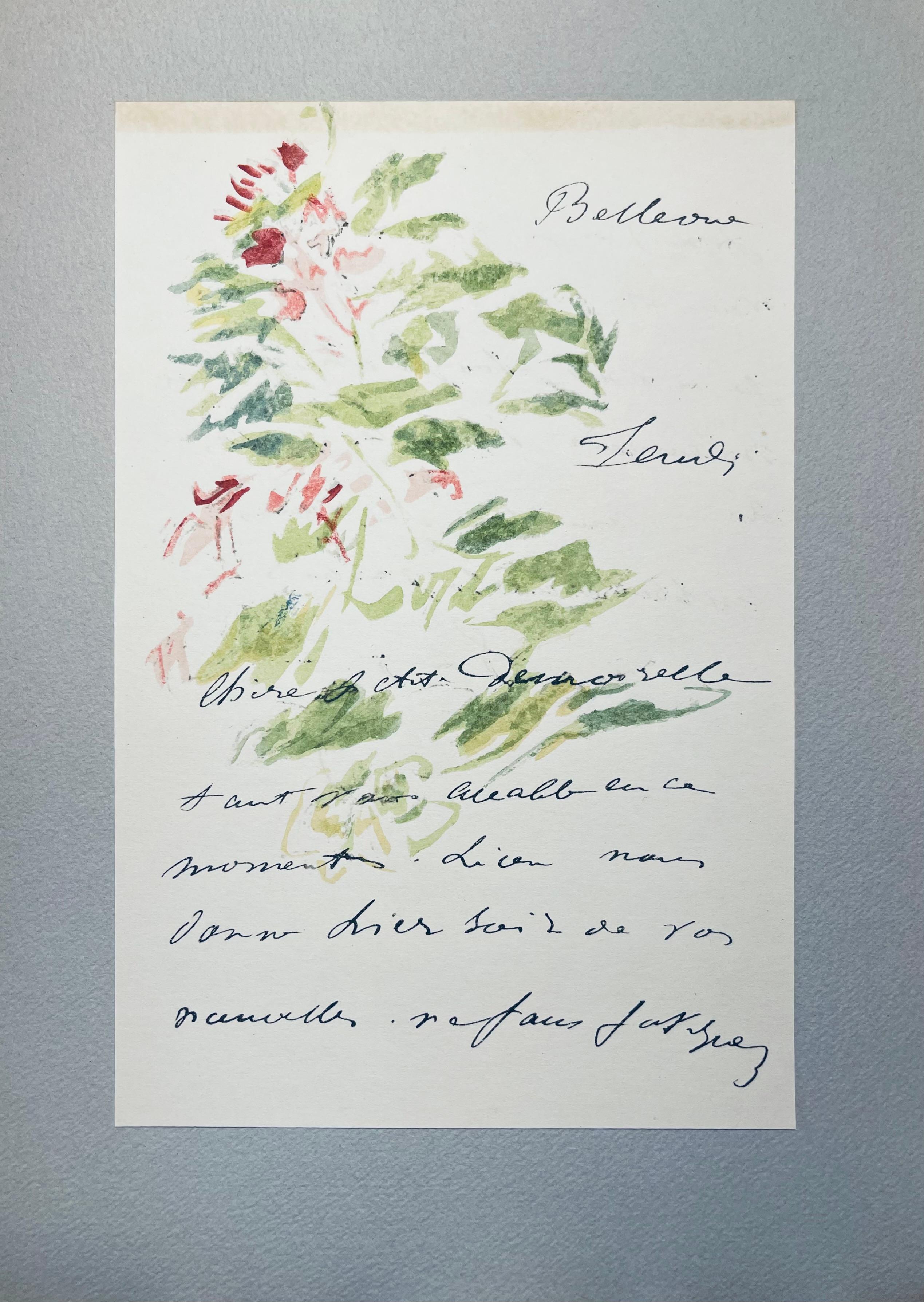 Manet, Composition, Édouard Manet, Letters with Aquarelles (after) - Gray Landscape Print by Edouard Manet