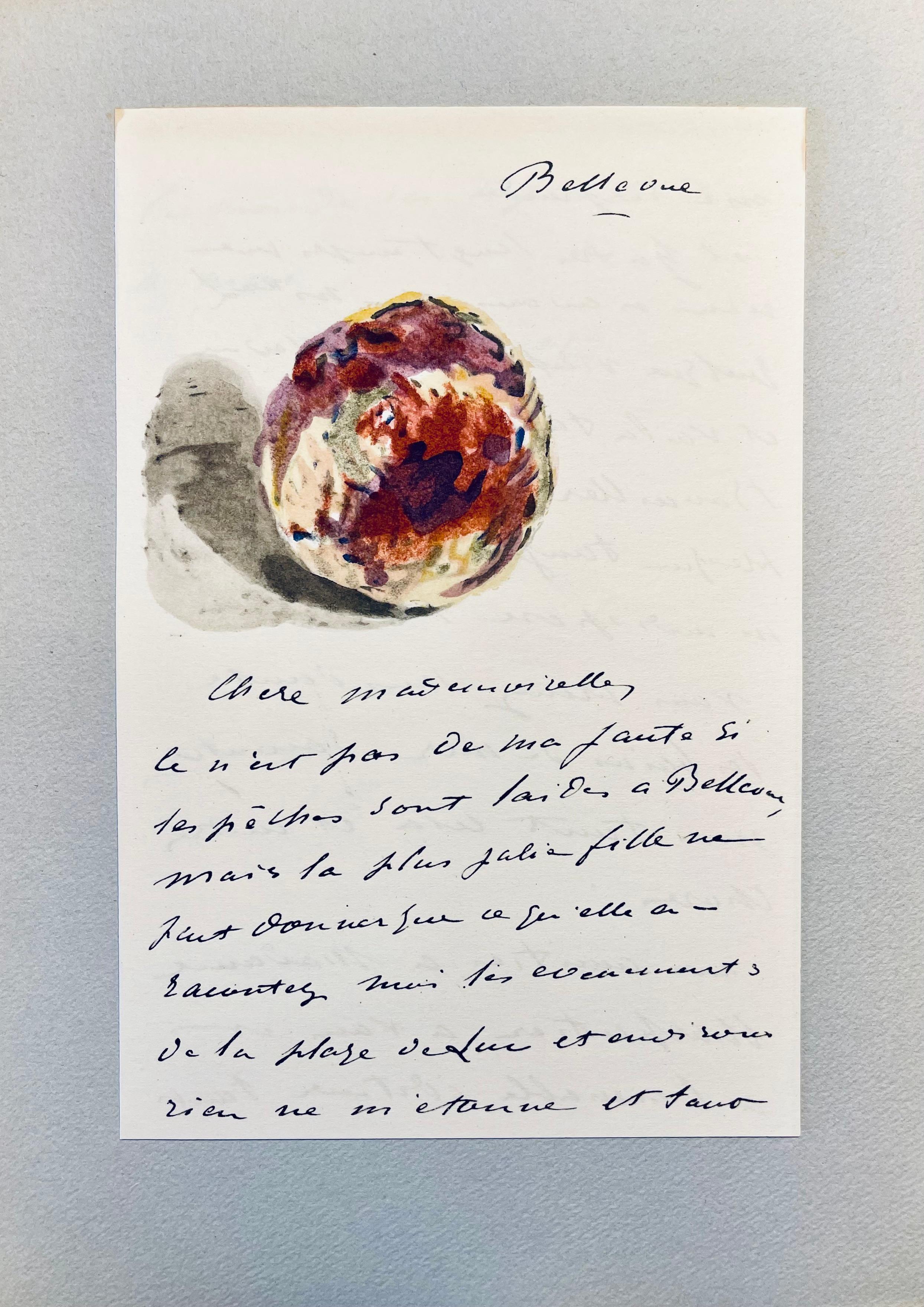 Lithograph and stencil on vélin Foreign Affairs paper mounted on Foreign Affairs museum board, as issued . Unsigned and unnumbered, as issued. Good Condition. Notes: From the folio, Édouard Manet, Letters with Aquarelles, 1944. Published by Pantheon