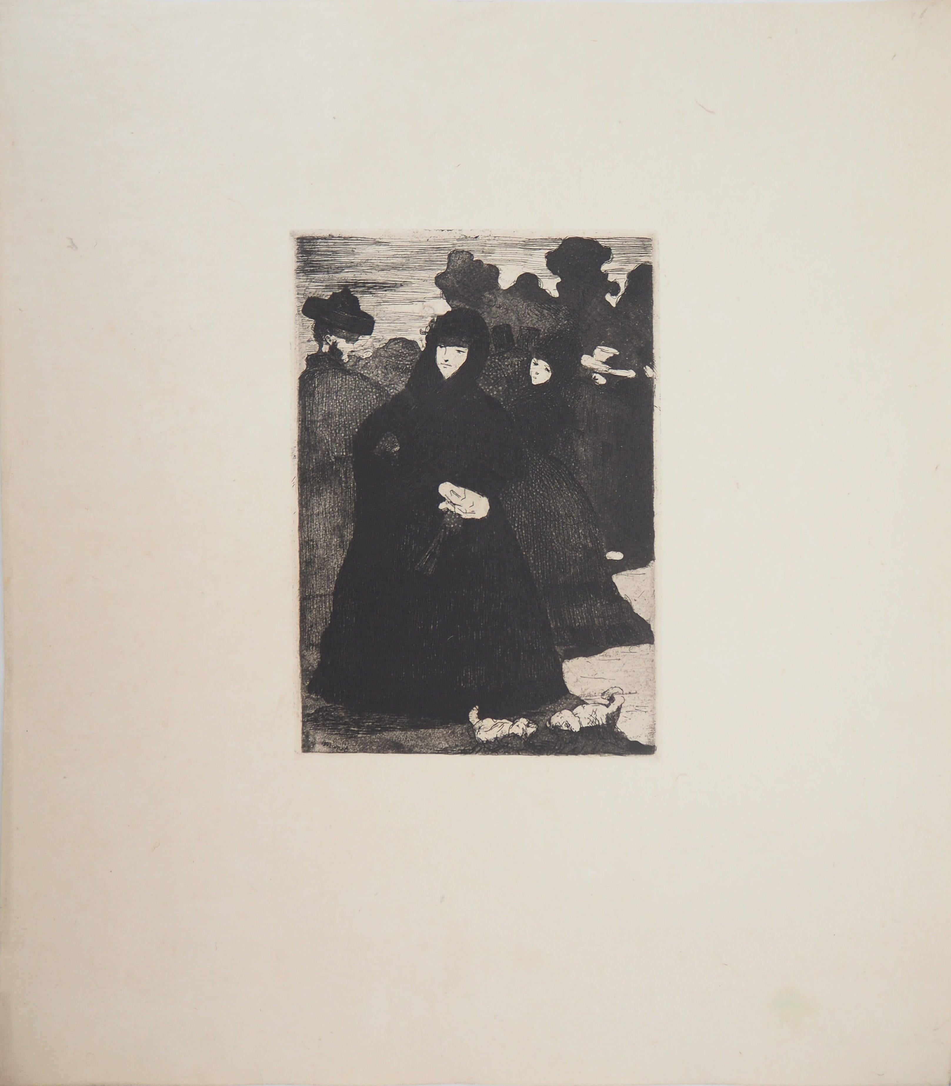 España : Mujeres en el Prado - Grabado original (Guerin #46 & Fisher #47) - Print Impresionista de Edouard Manet
