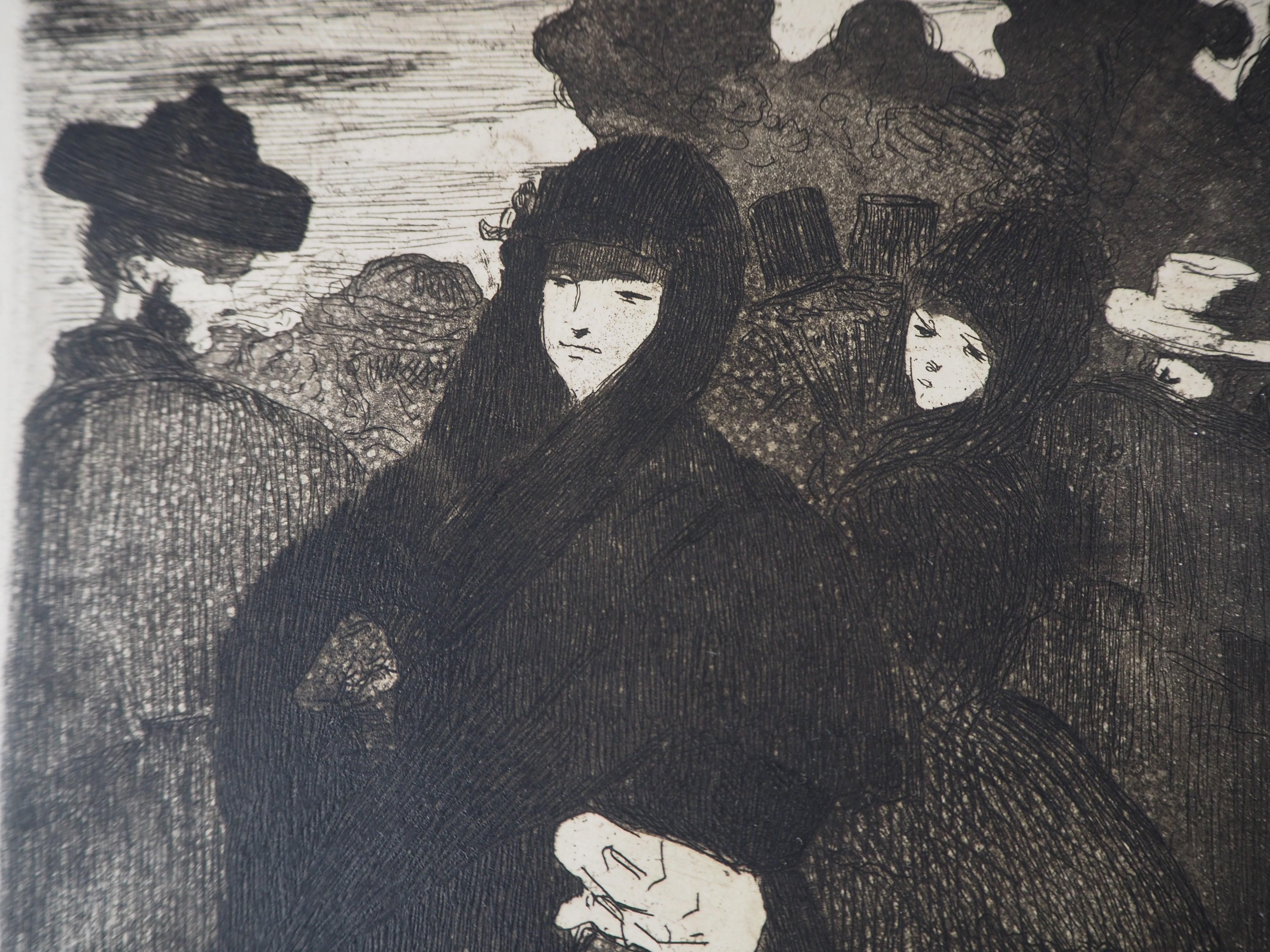 España : Mujeres en el Prado - Grabado original (Guerin #46 & Fisher #47) - Figurative Print Negro de Edouard Manet