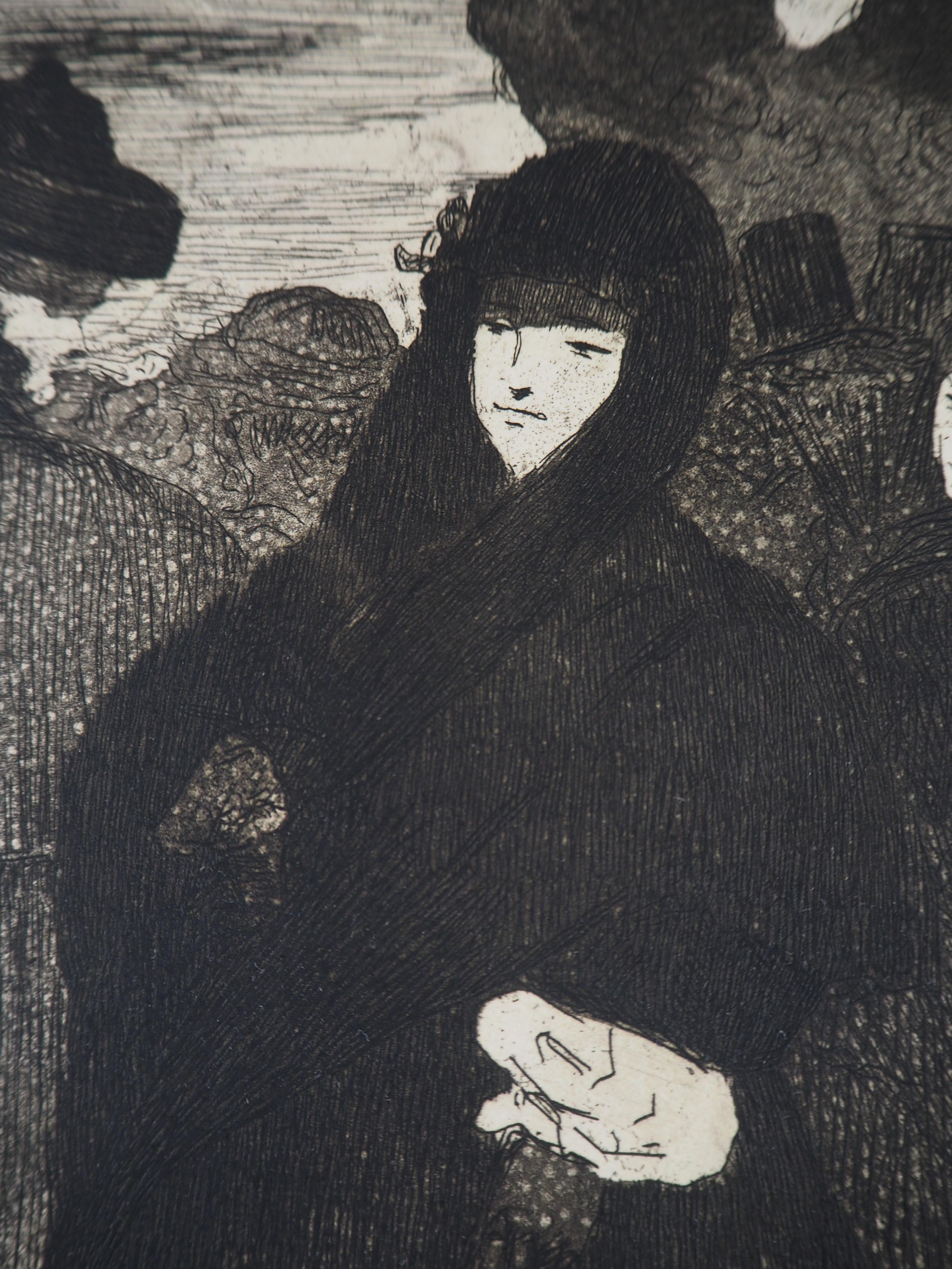 España : Mujeres en el Prado - Grabado original (Guerin #46 & Fisher #47) en venta 2