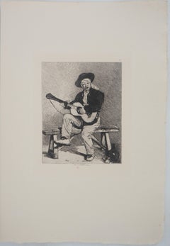 Spanish Guitar Player - Original etching - Ed. Durand Ruel, 1873