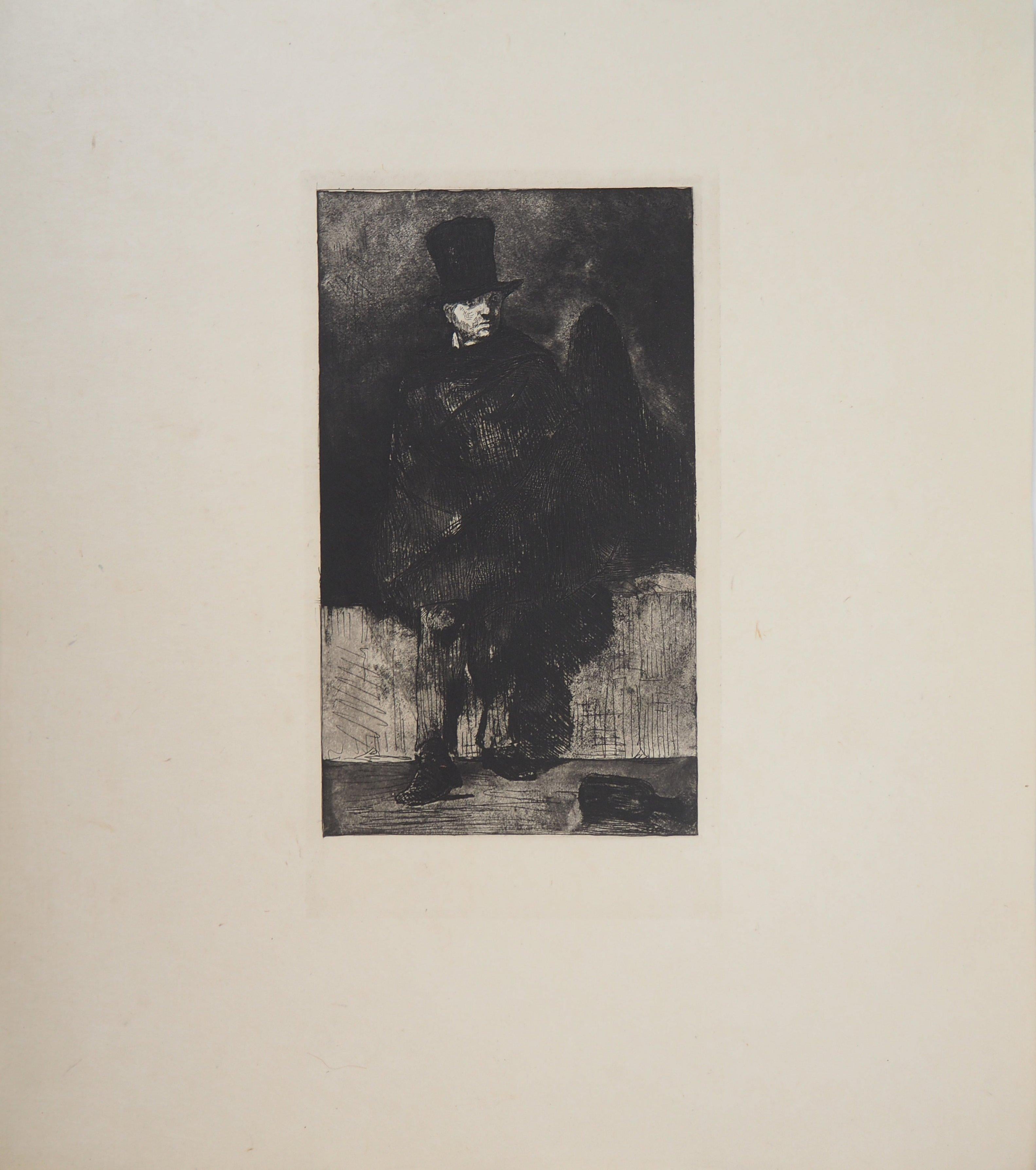 El bebedor de absenta - Grabado original (Guerin #9 Fisher #9) - Print Impresionista de Edouard Manet